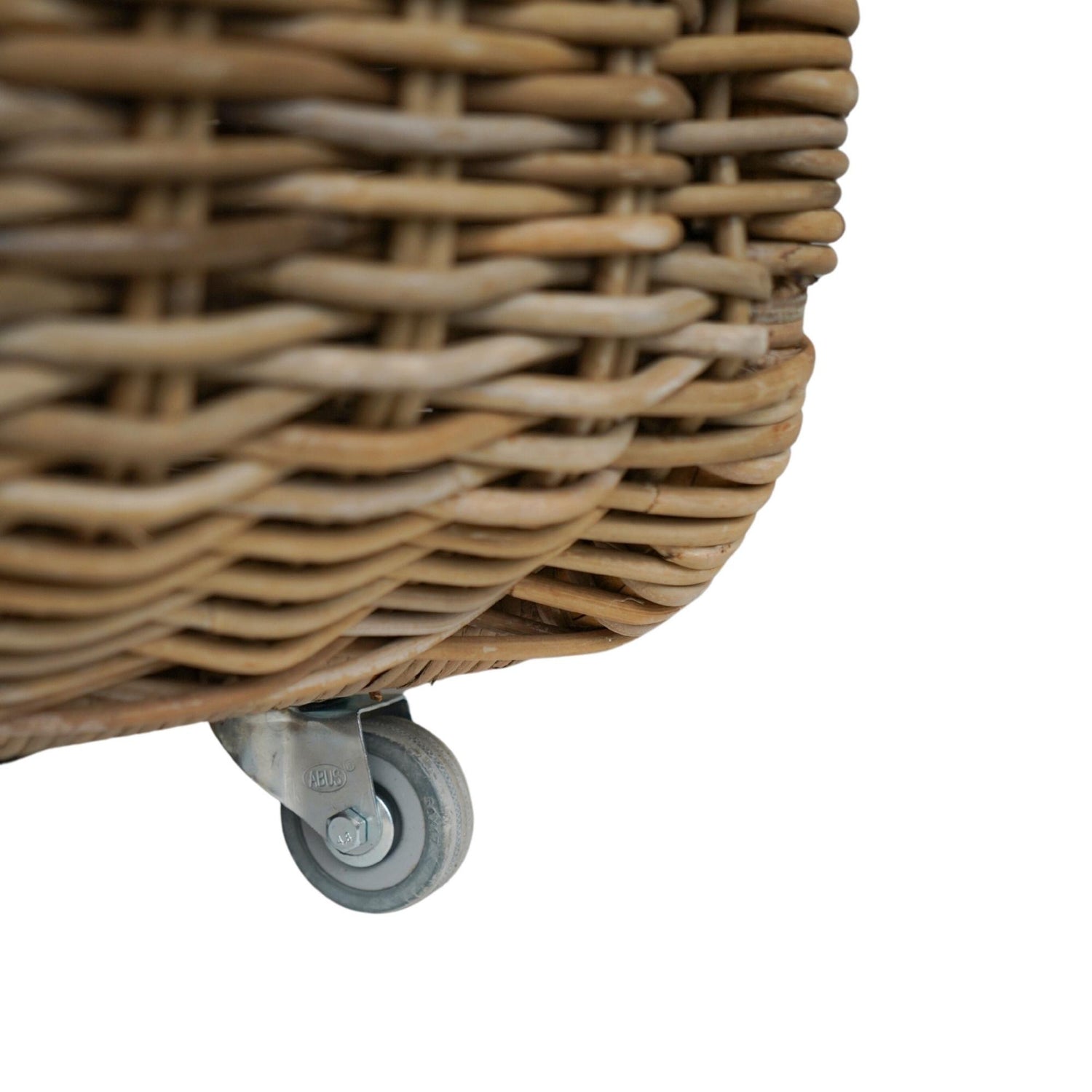 Chariot à bûches en rotin naturel avec étagère pour petit bois