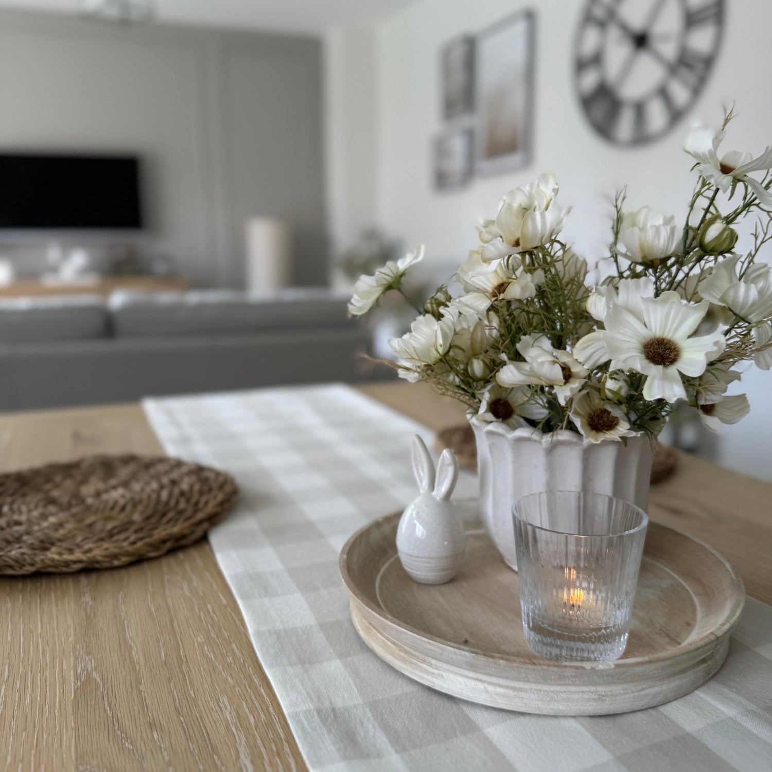 Padstow White Wash puinen kynttilätarjotin