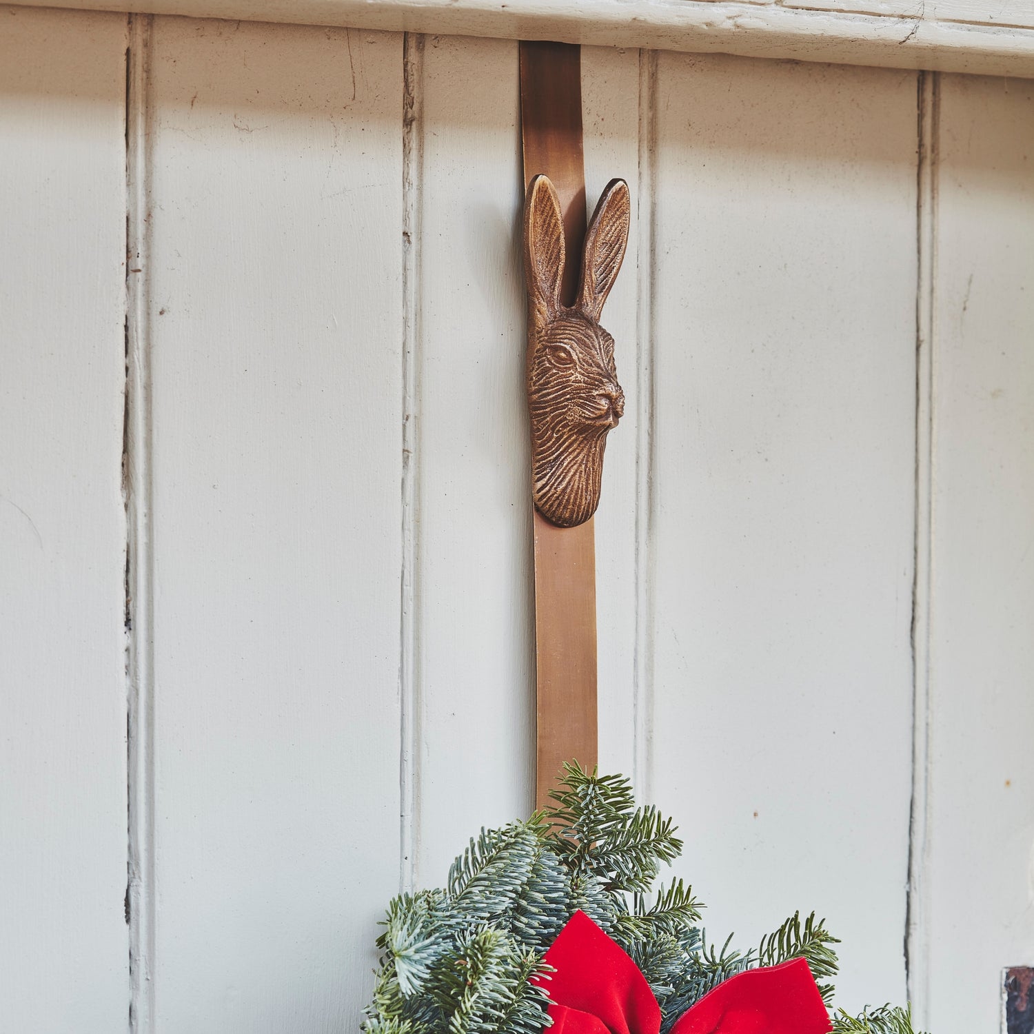 Christmas Wreath Hanger Hare Brass