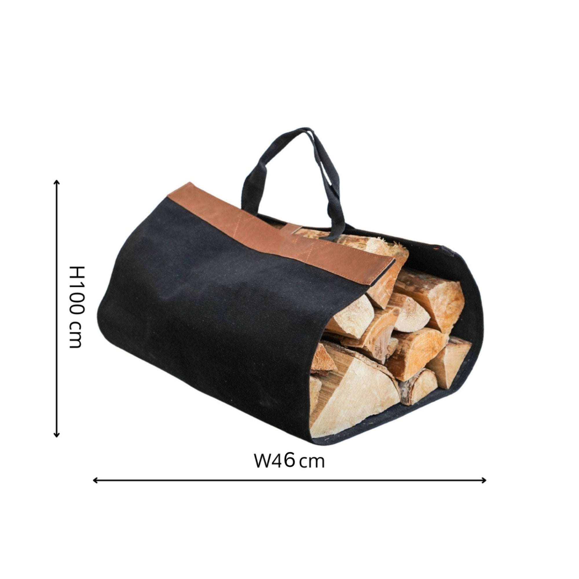 Fabric Log Bag Black with Faux Leather
