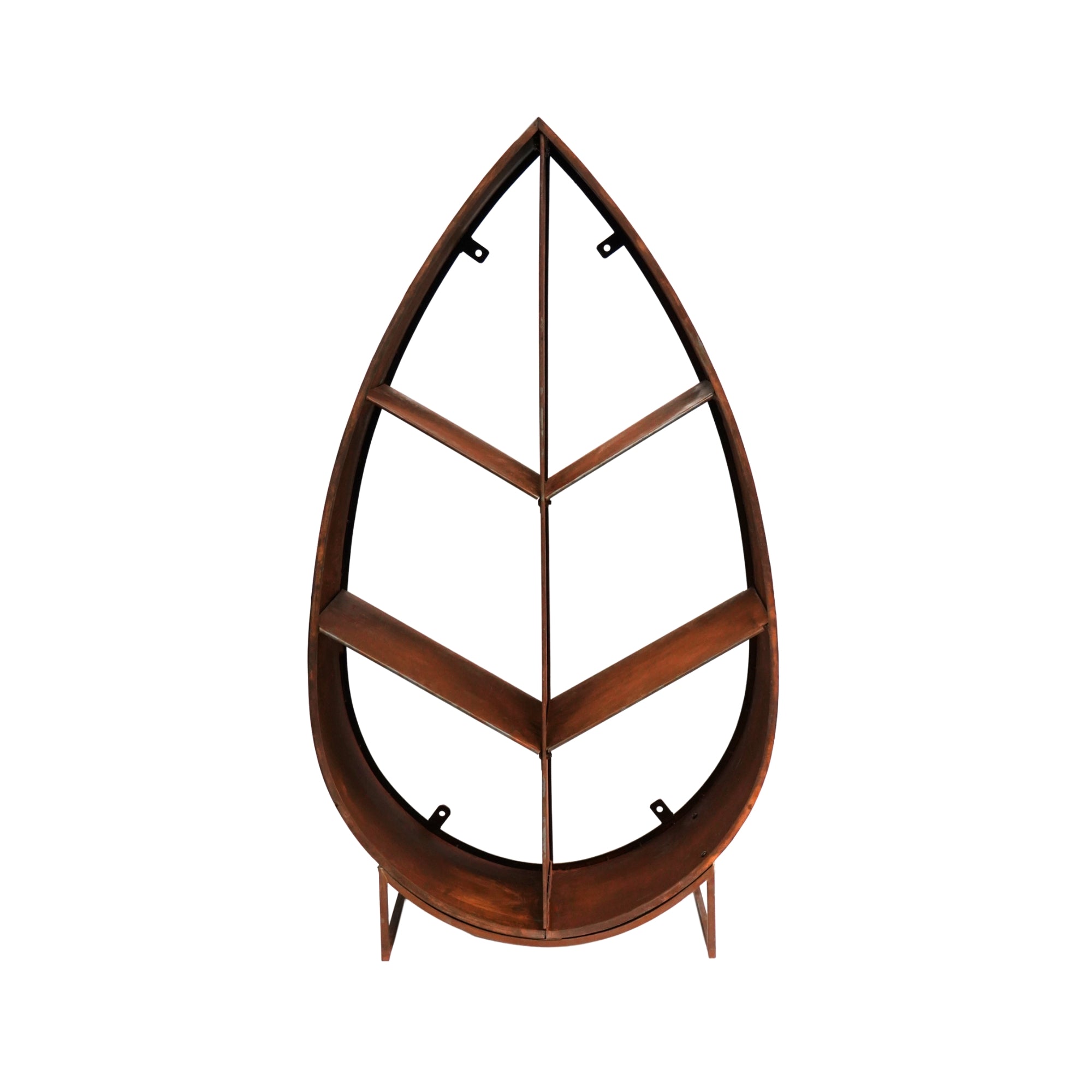 Feuille sur support Stockage de bûches sculpturales Rouille naturelle