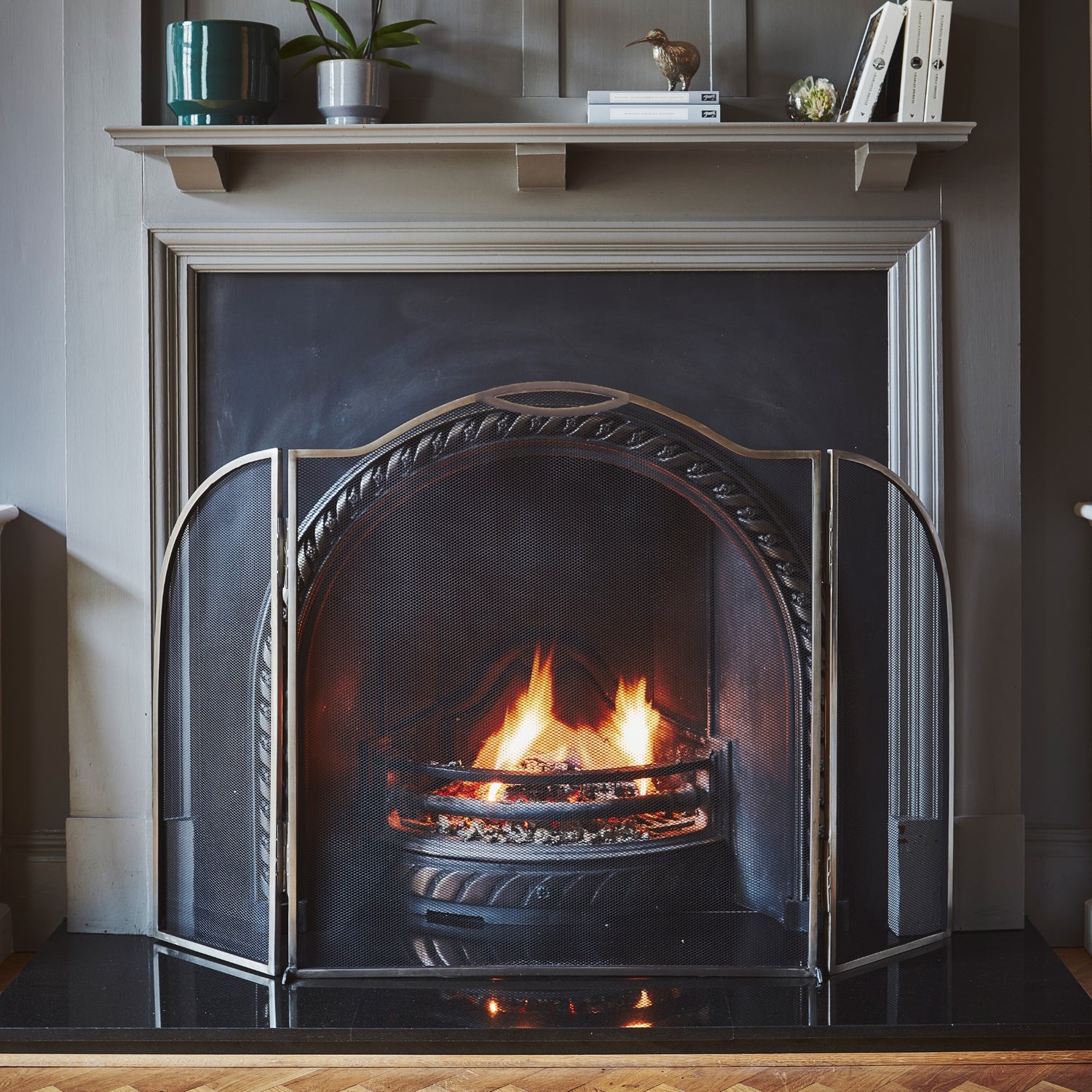 Pewter Curved Surround Fire Screen