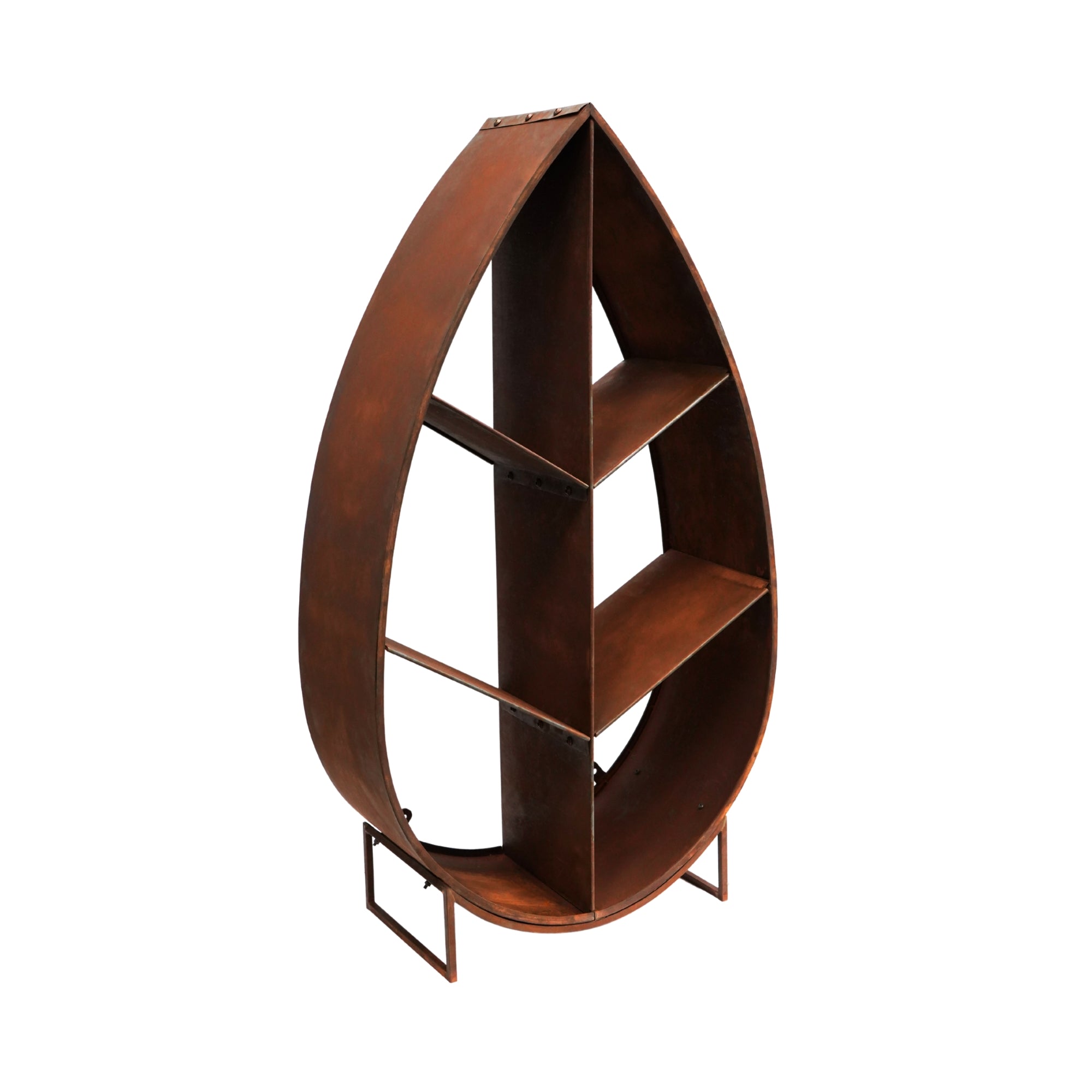 Feuille sur support Stockage de bûches sculpturales Rouille naturelle