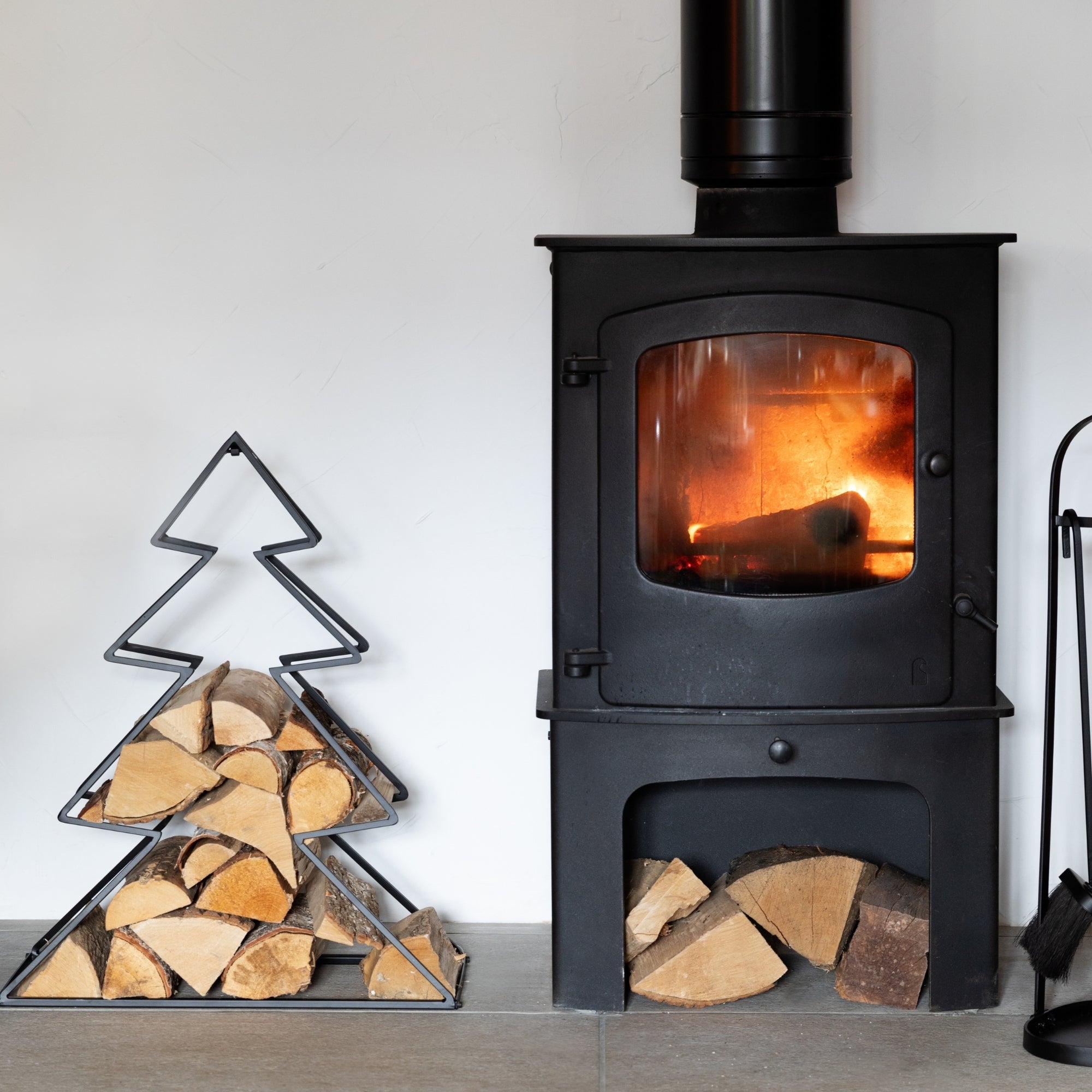 Tree Log Holder Black Set of 2