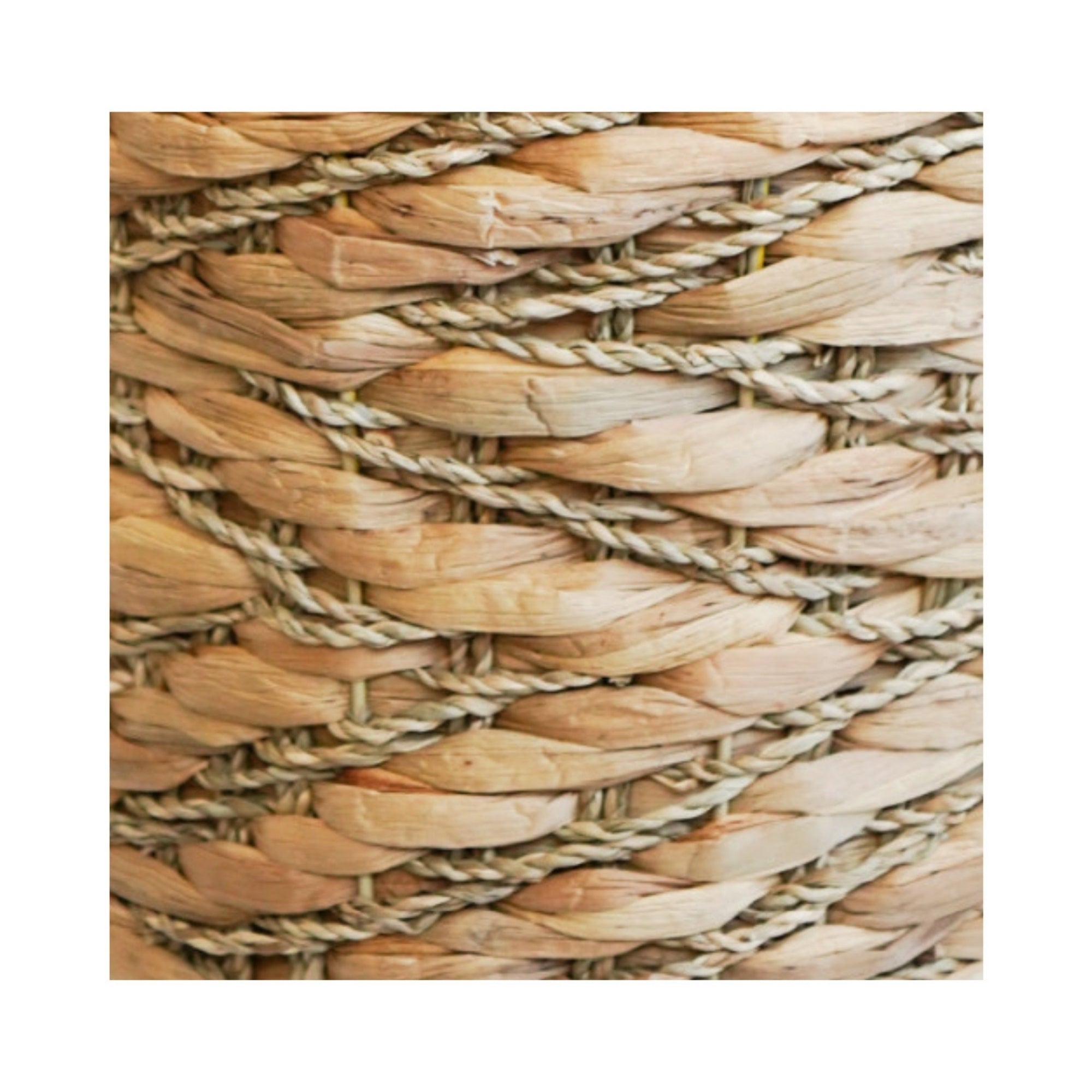 Water Hyacinth Woven Log Basket with Handles Set of 2