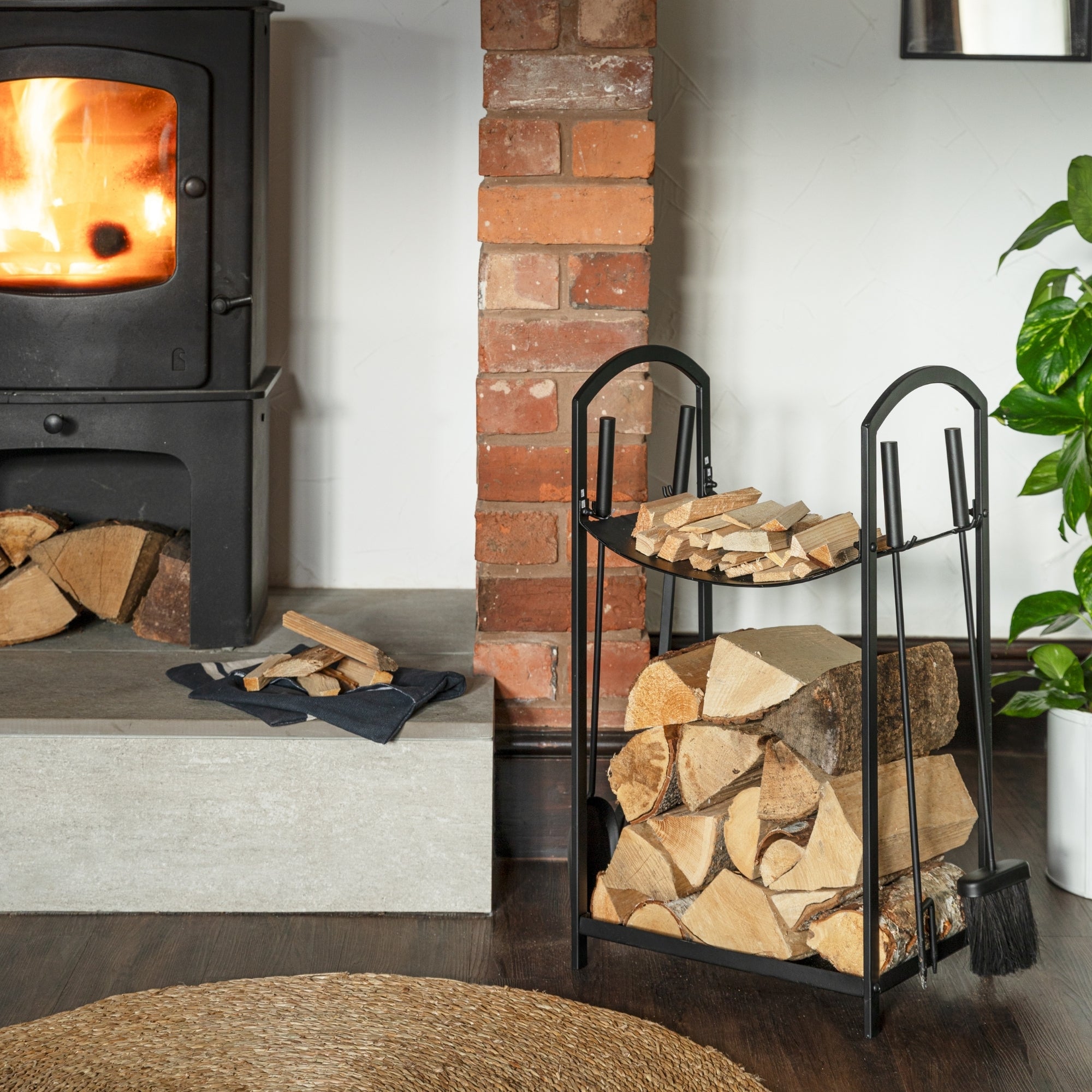 Curved Log Holder with Companion Set