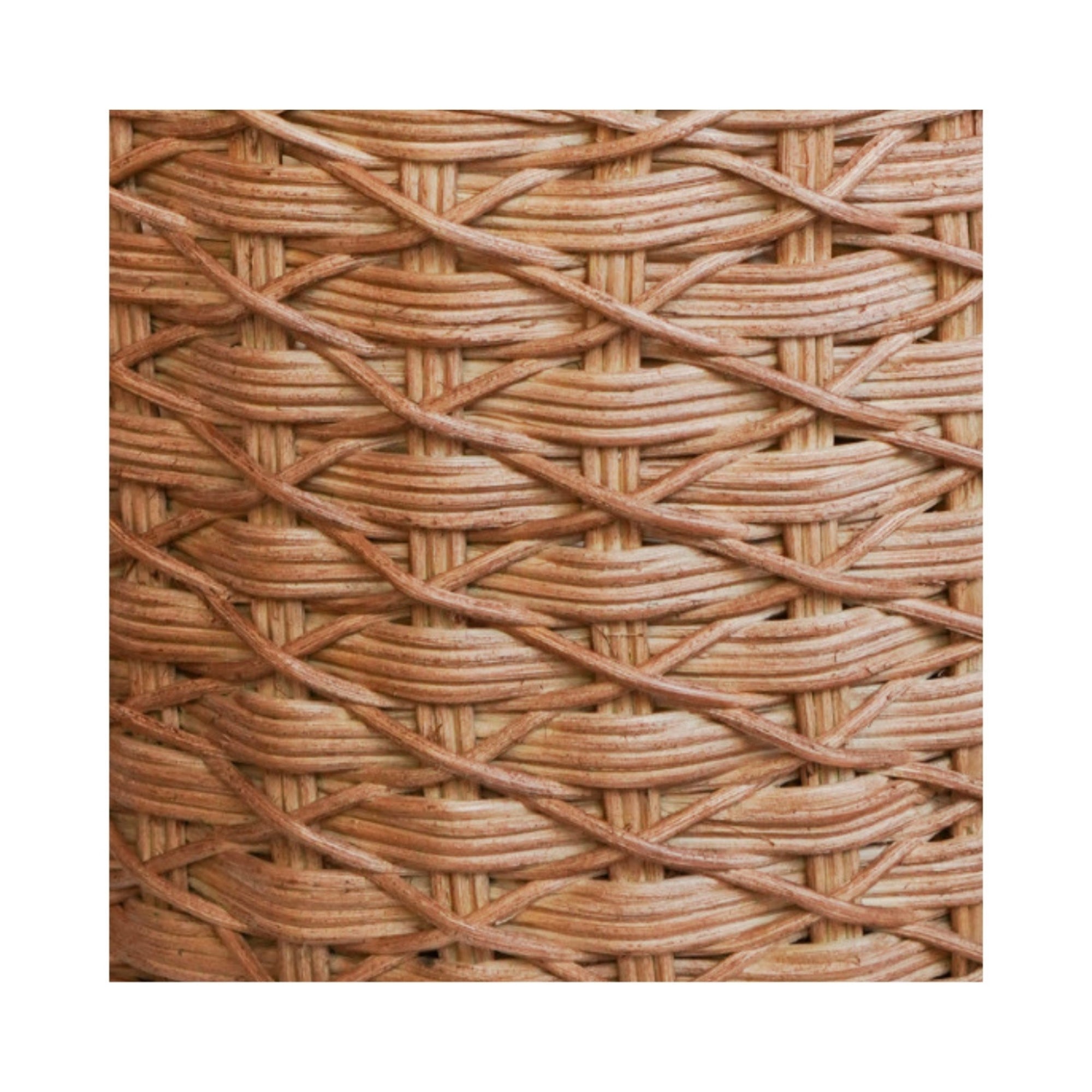 Woven Round Rattan Log Basket with Handles Set of 2