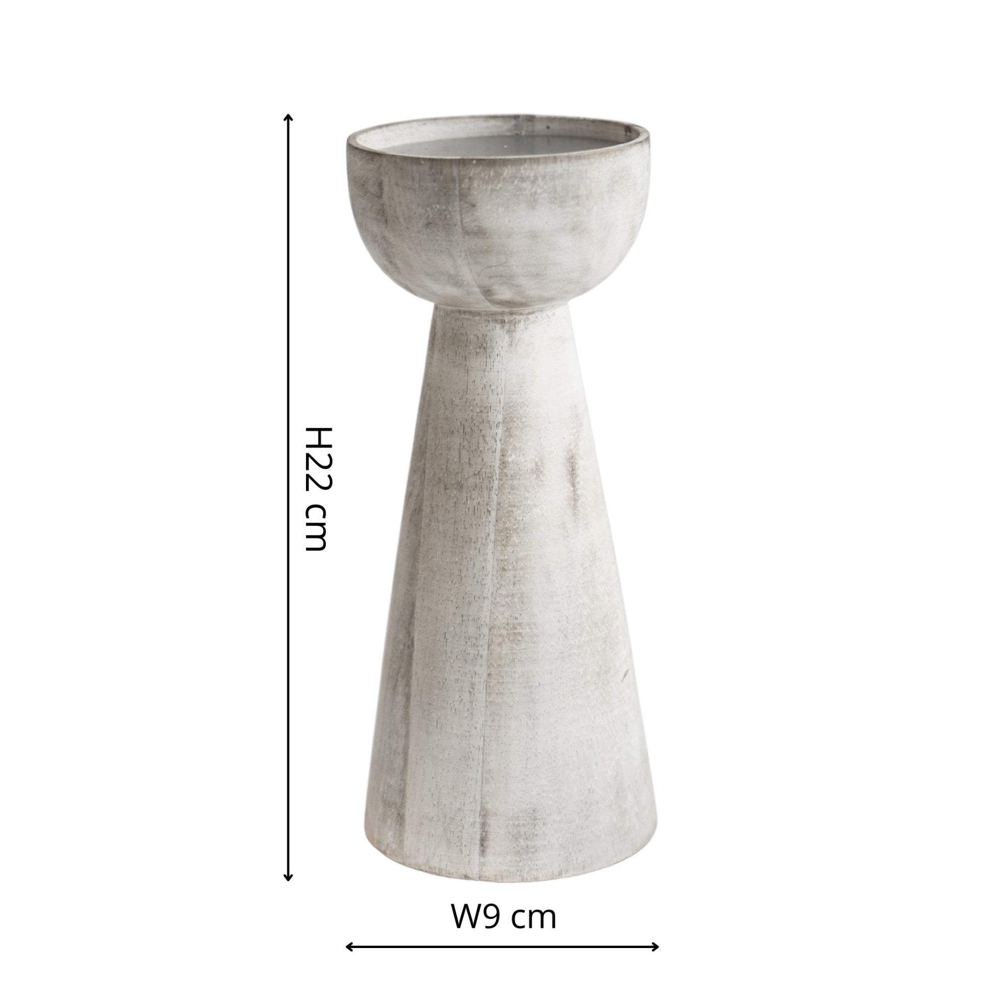 Padstow White Wash Wooden Candle Holders 2 Pack