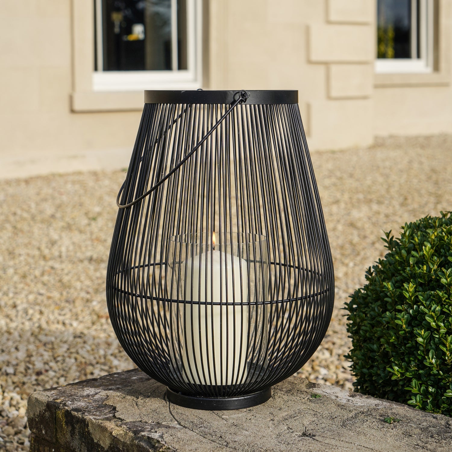 Venere Lantern Black with Glass Insert
