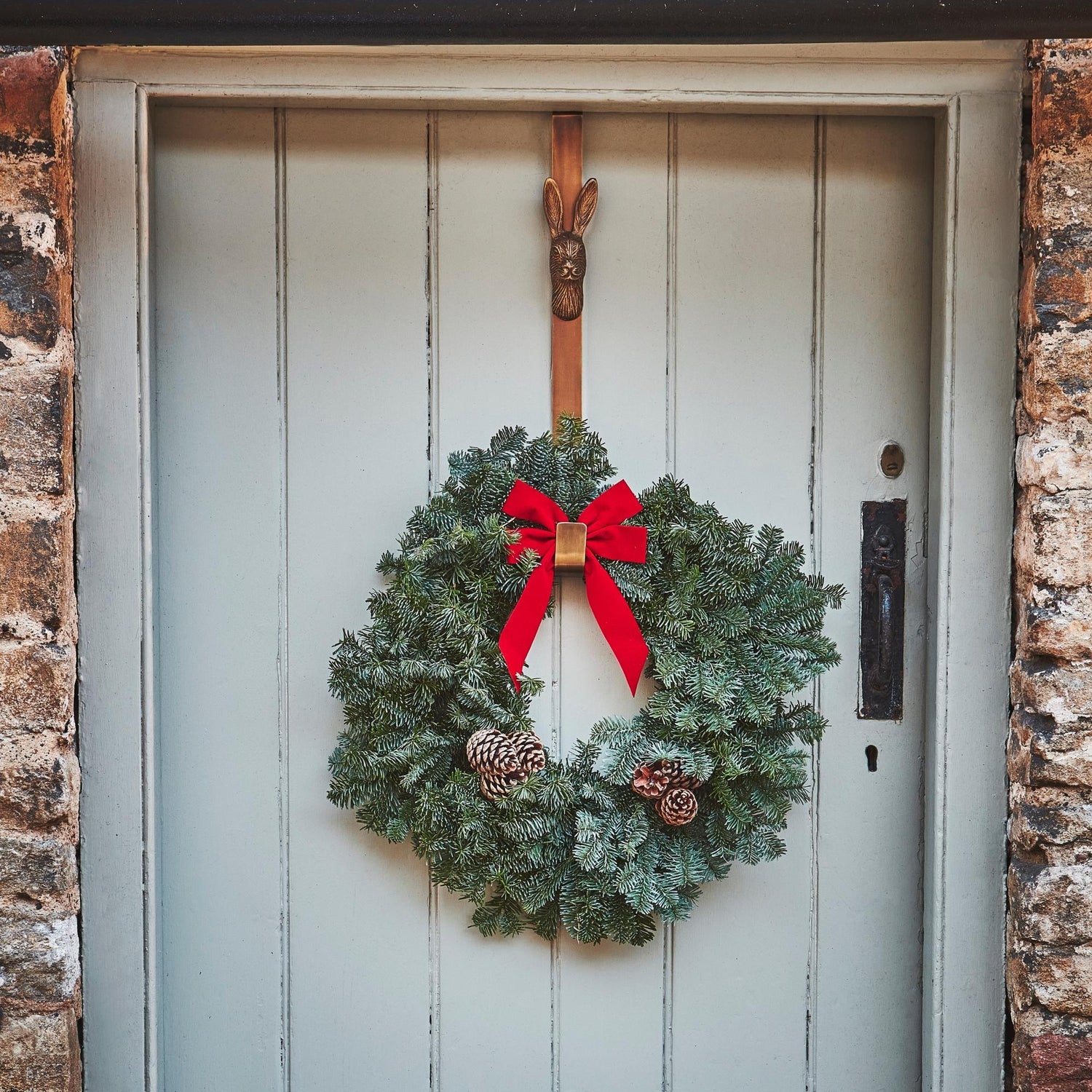Christmas Wreath Hanger Hare Brass
