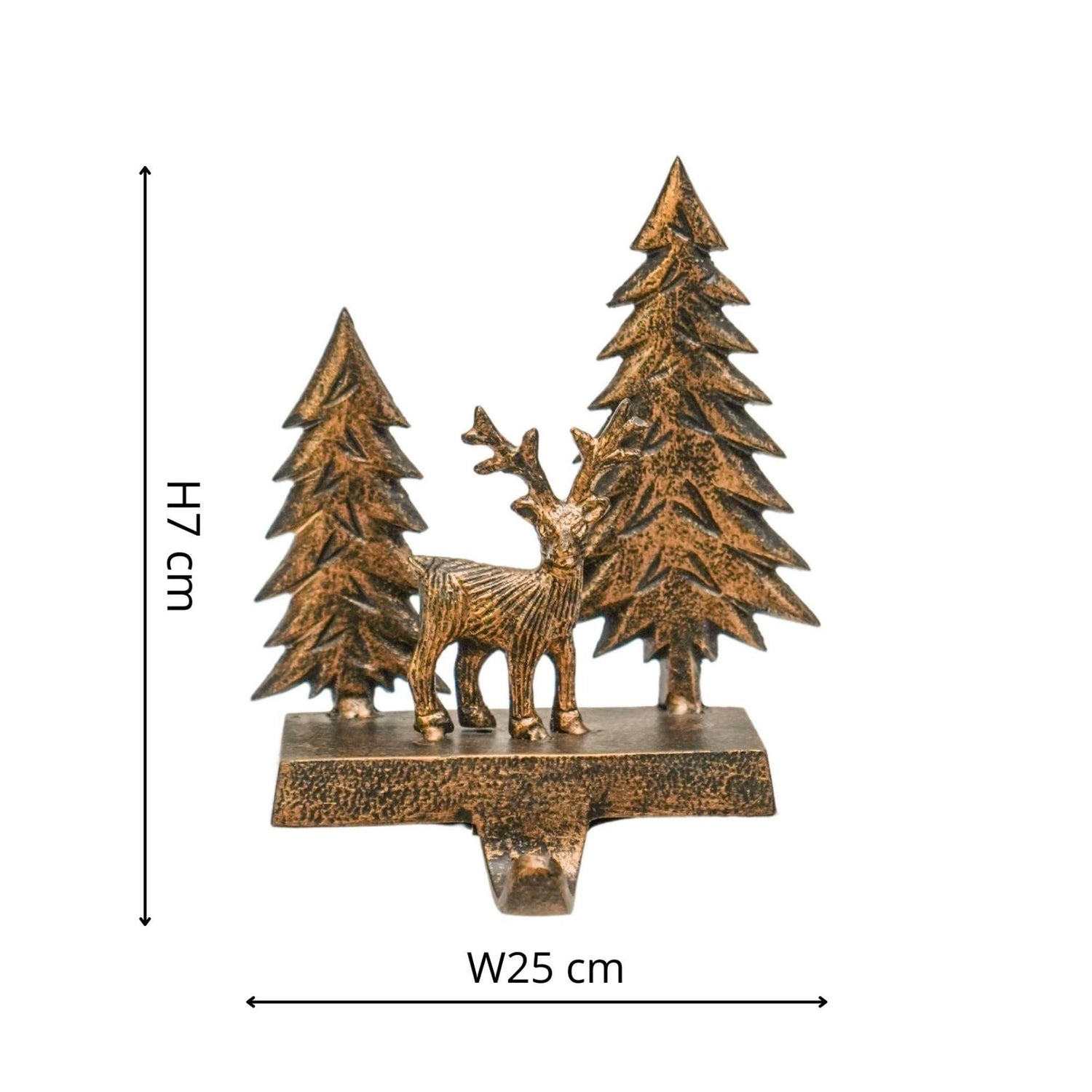 Stocking Holder Deer Scene Antique Brass