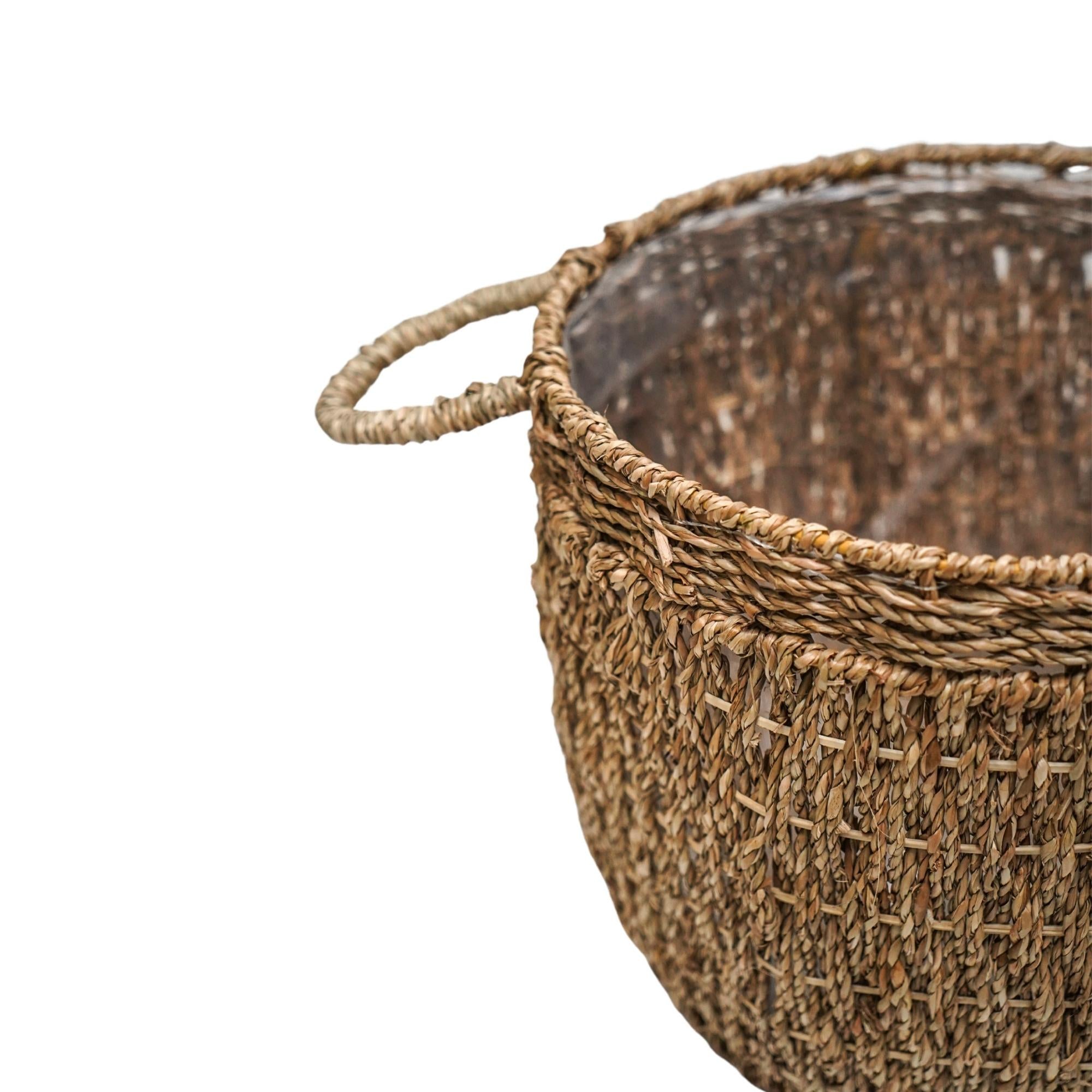 Seagrass vuorattu Basket Natural -setti 2 kpl