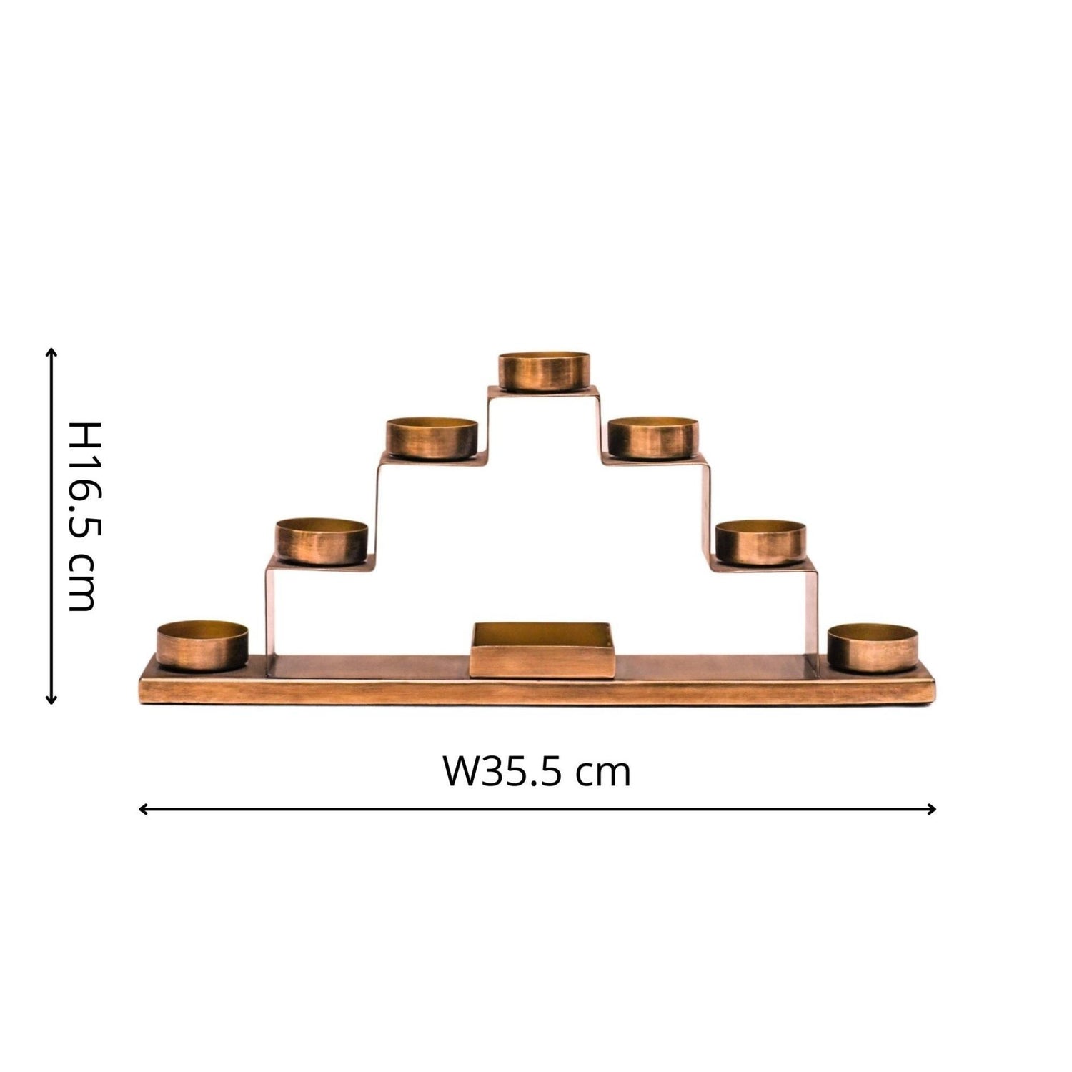 Tealight Candle Holder with Décor Box in Antique Brass
