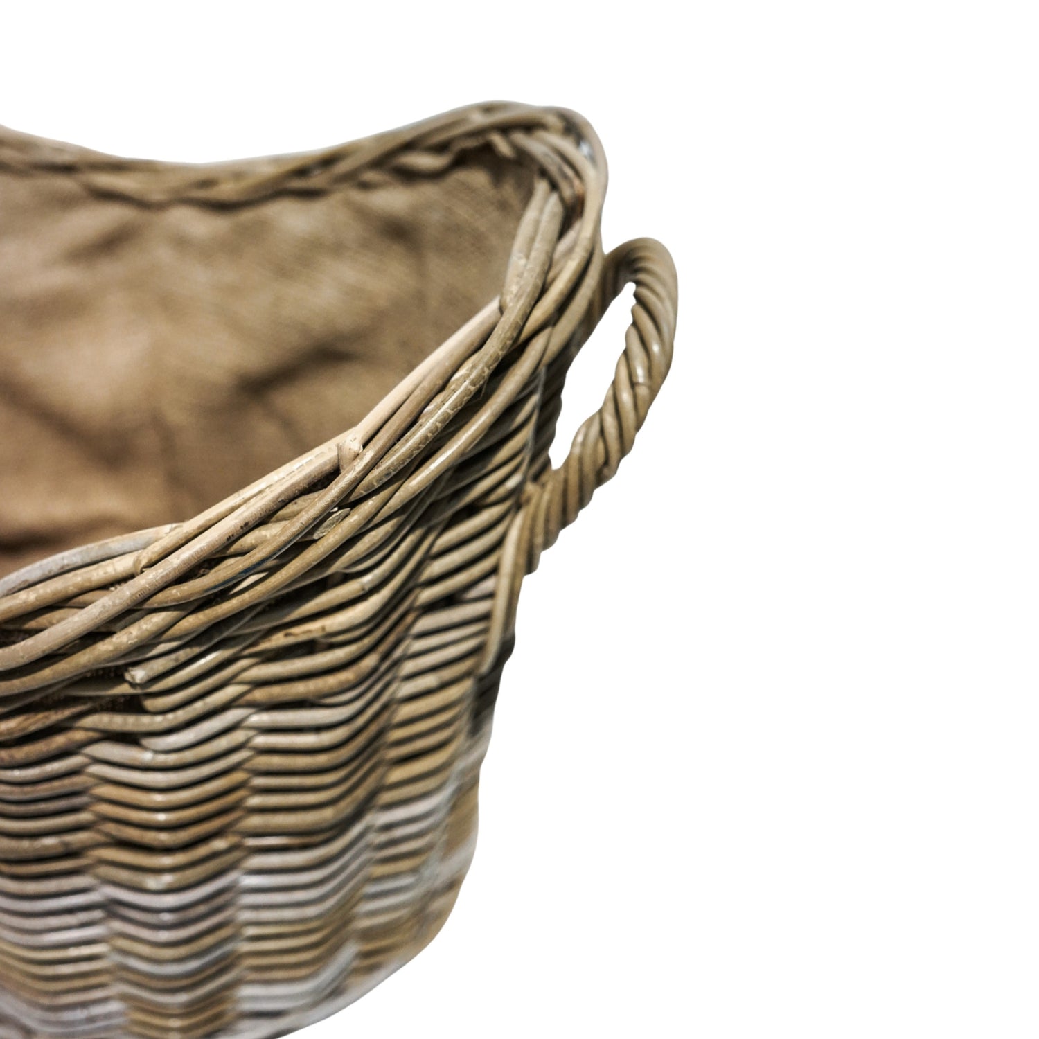 Panier à bûches en osier doublé ovale