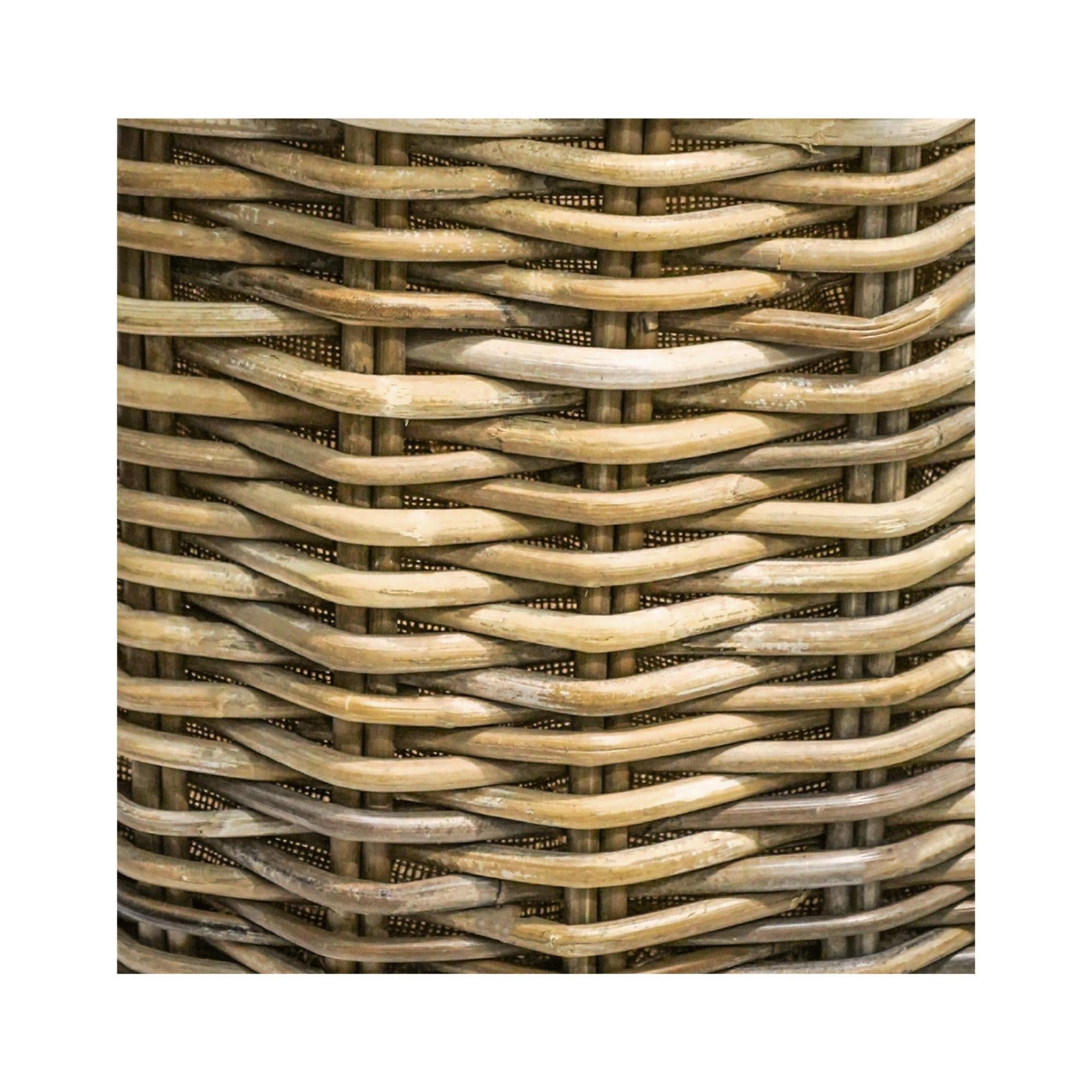Wicker Log Basket Round Lined, Set of 2