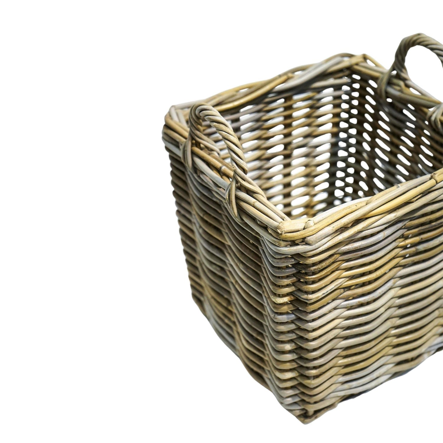 Panier à bûches carré en osier, ensemble de 2
