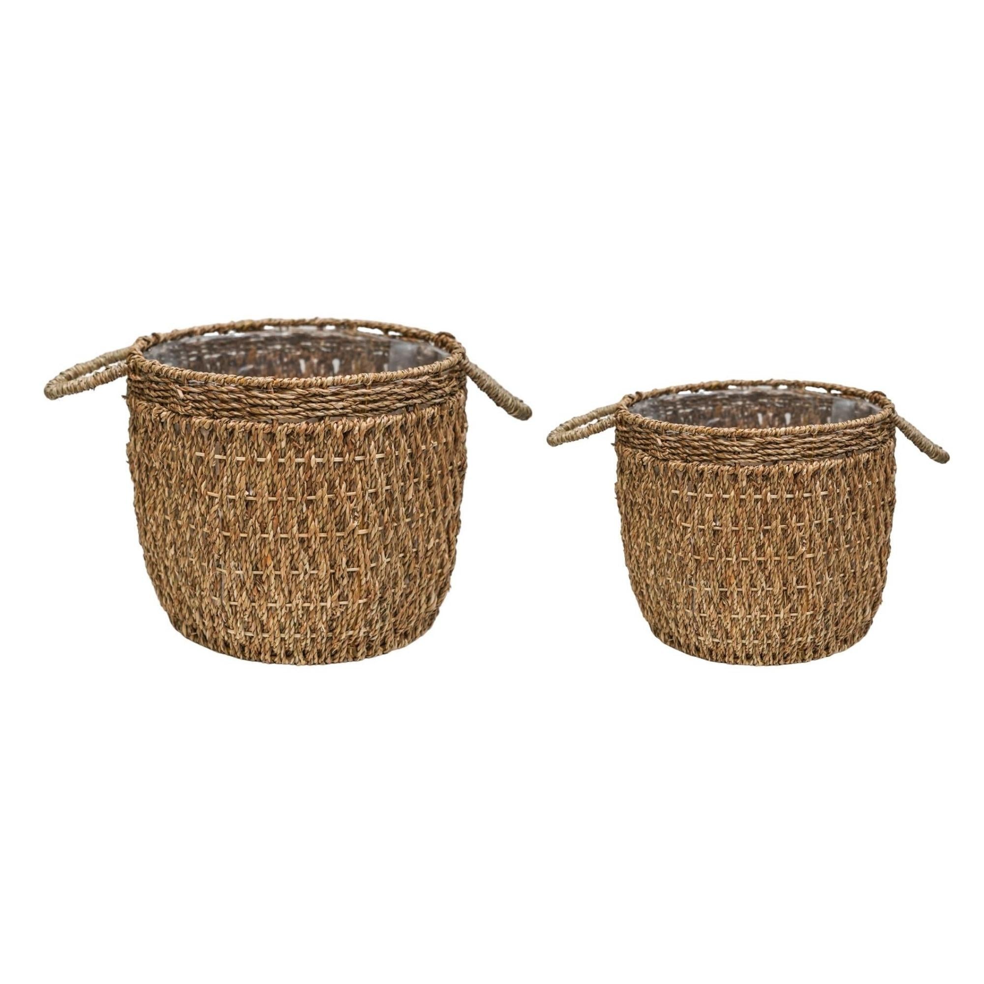 Seagrass vuorattu Basket Natural -setti 2 kpl