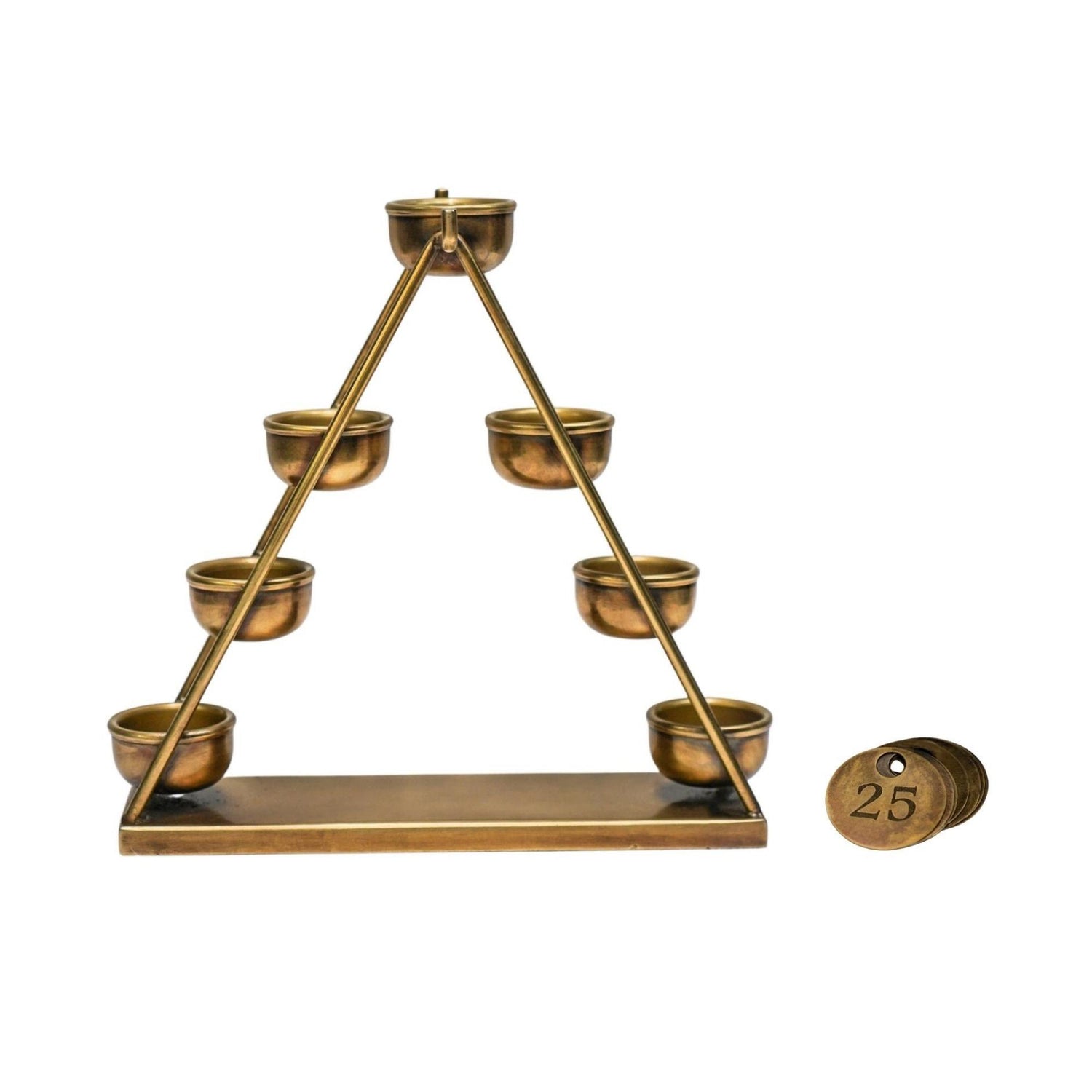 Advent Countdown Candle Holder with Date Discs in Antique Brass