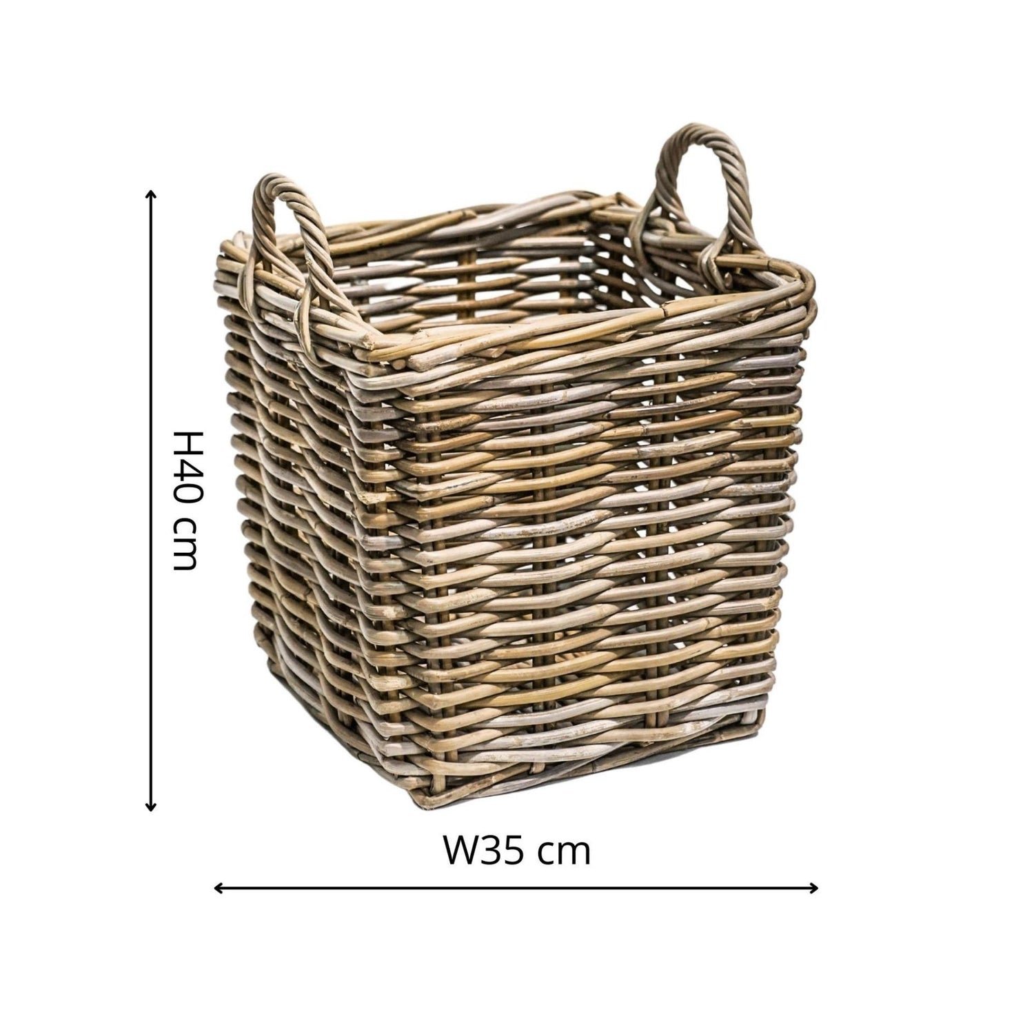 Panier à bûches carré en osier, ensemble de 2