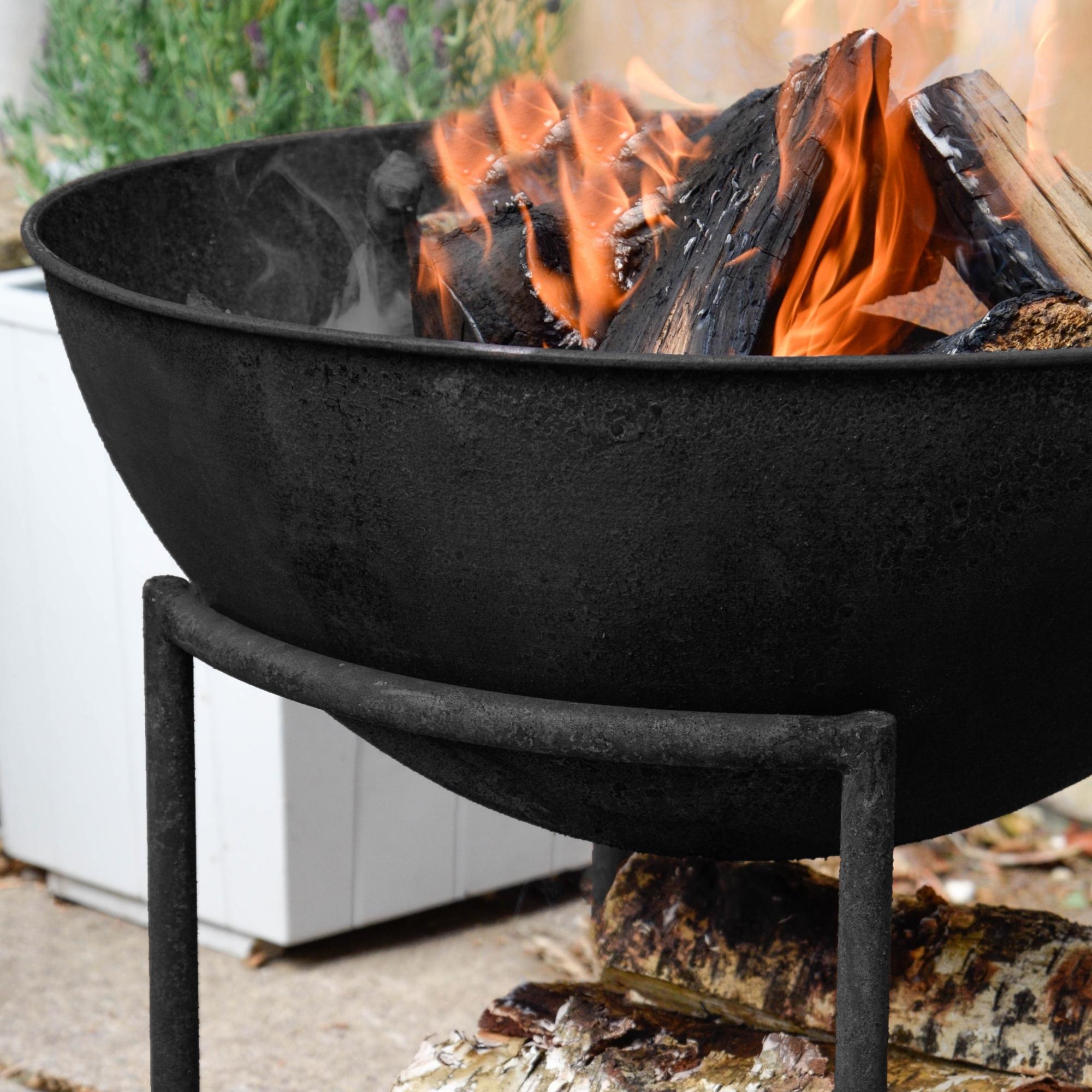 Outdoor Cast Iron effect, Black Firebowl on Stand