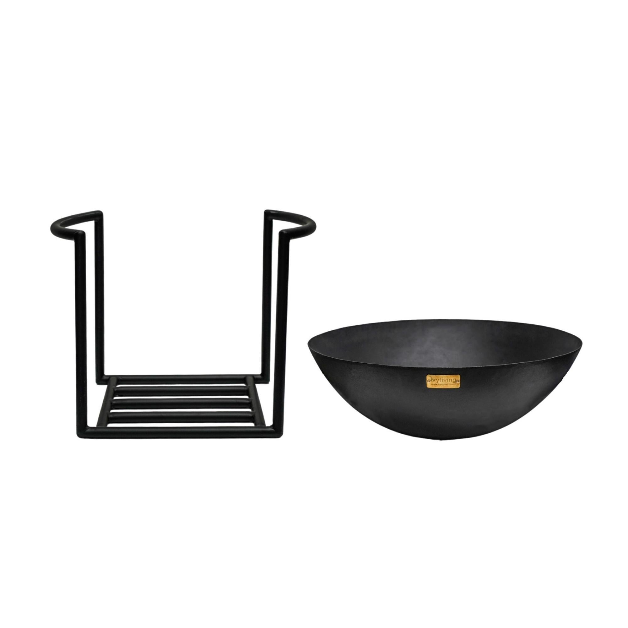 Outdoor Cast Iron effect, Black Firebowl on Stand