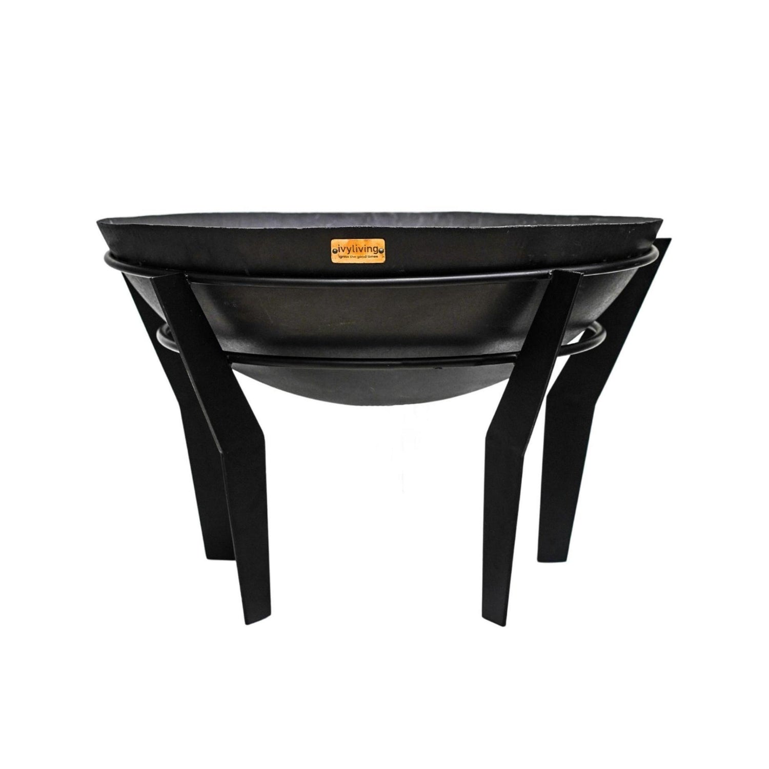 Outdoor Metal Kendal Firebowl jalustalla mustana