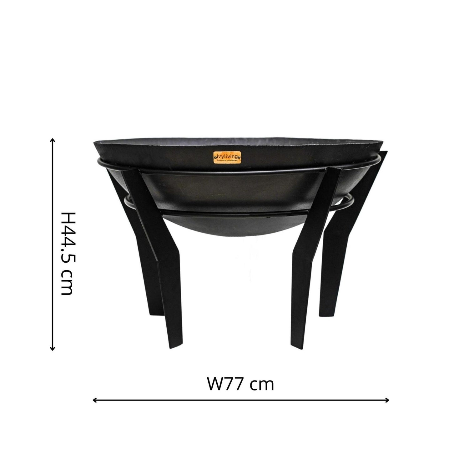 Outdoor Metal Kendal Firebowl jalustalla mustana