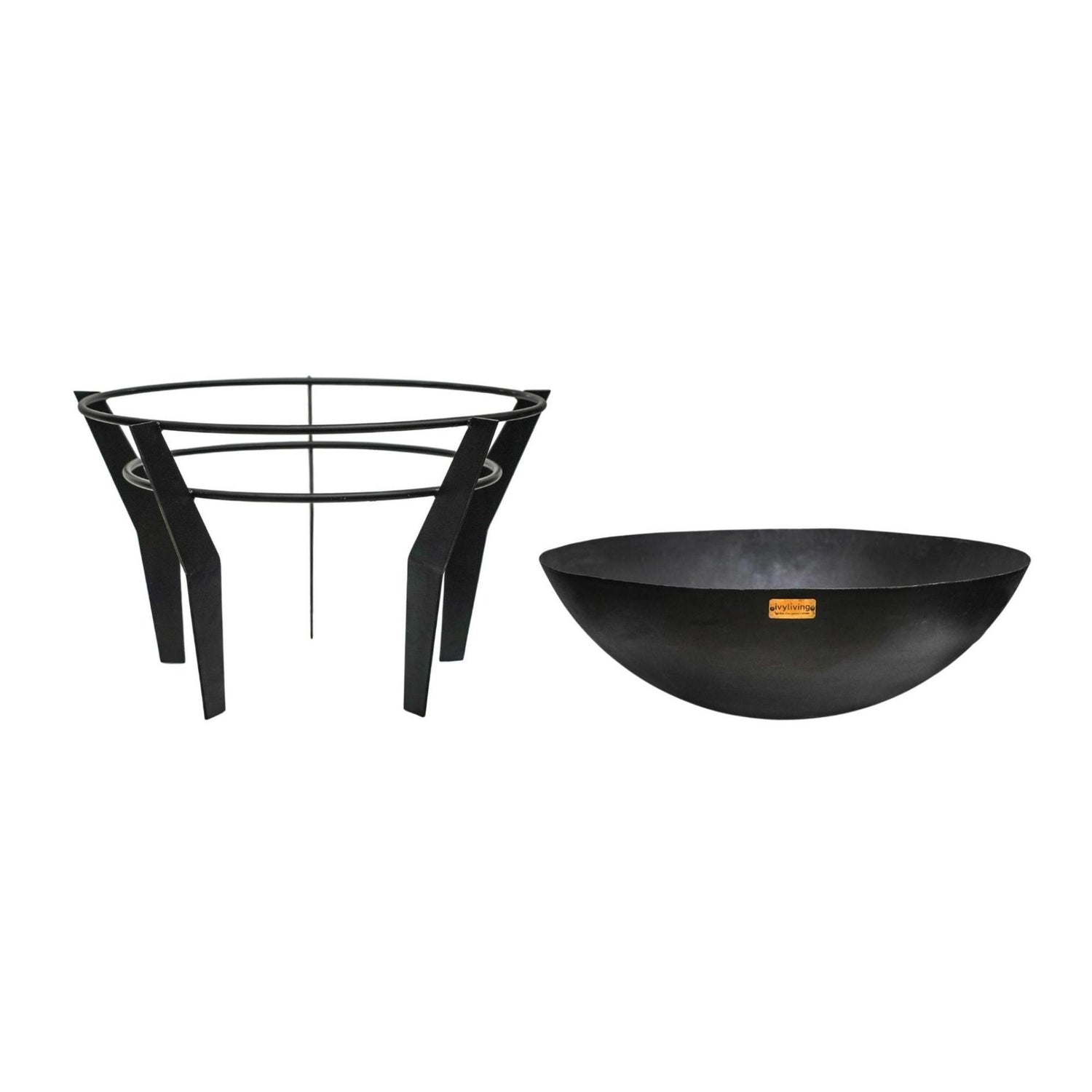 Outdoor Metal Kendal Firebowl jalustalla mustana