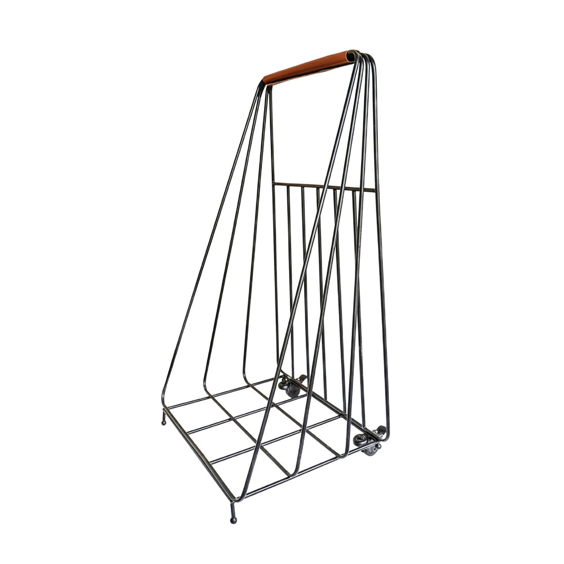 Contempory Leather Handle Log Trolley