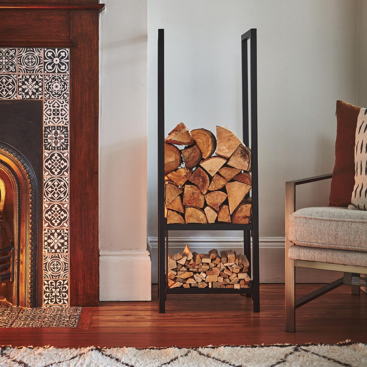 Tall Square Shelved Log Storage