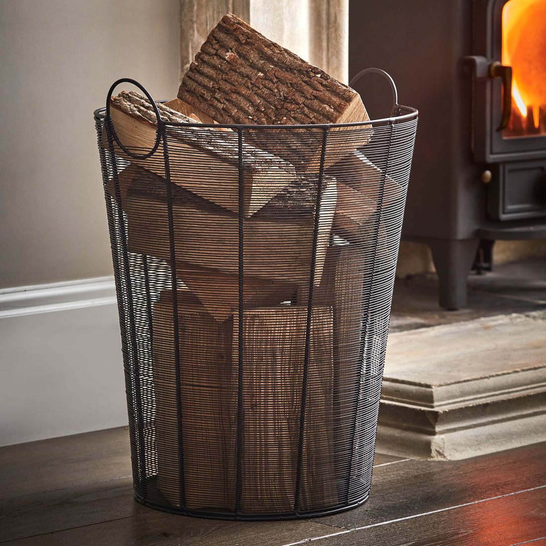 Black Contemporary Log Basket