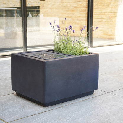 Outdoor Contemporary LED Cube Waterfeature with Planter Granite