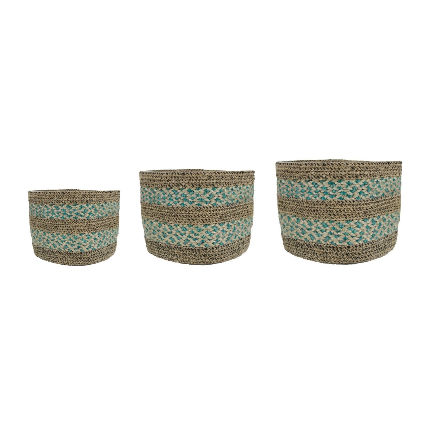 Skalo Seagrass Lined Basket Aqua Set of 3