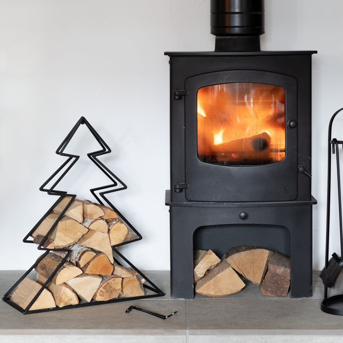 Tree Log Holder Black Set of 2