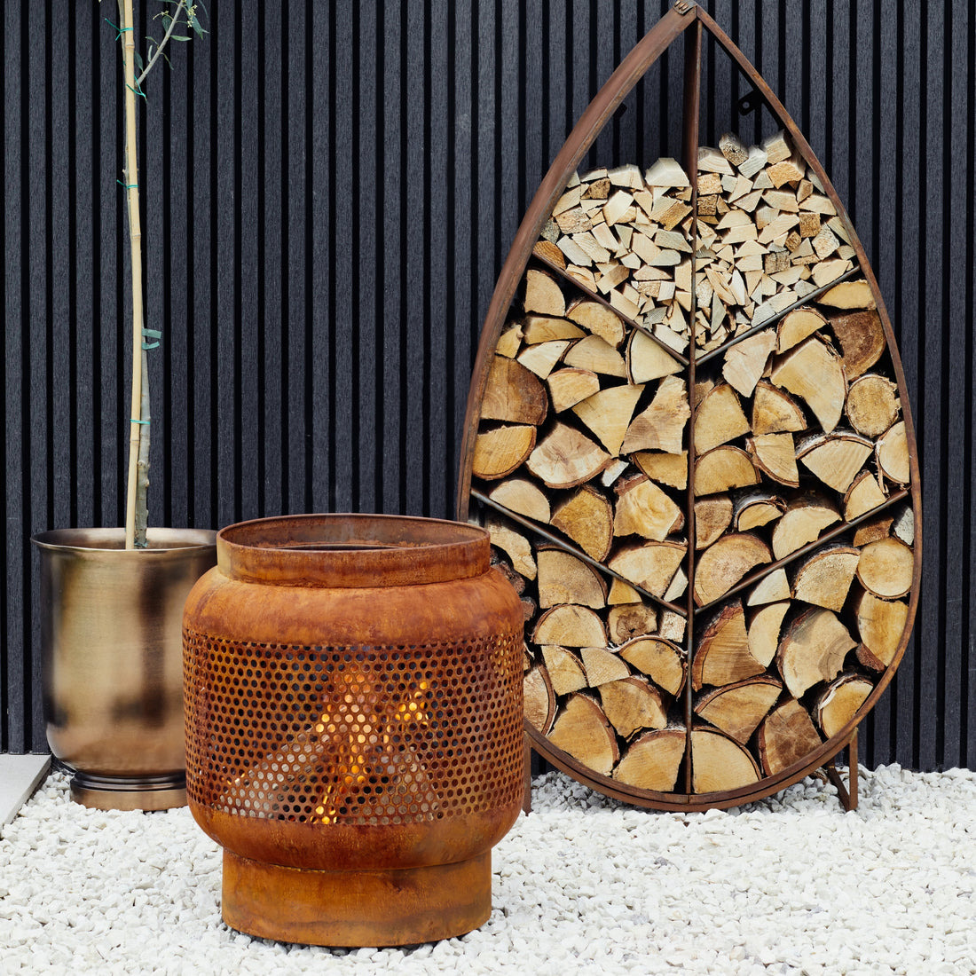 Private Sale - Rust Outdoor Tall Buttermere Basket Fire Pit