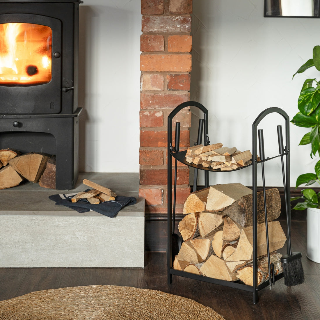 Curved Log Holder with Companion Set