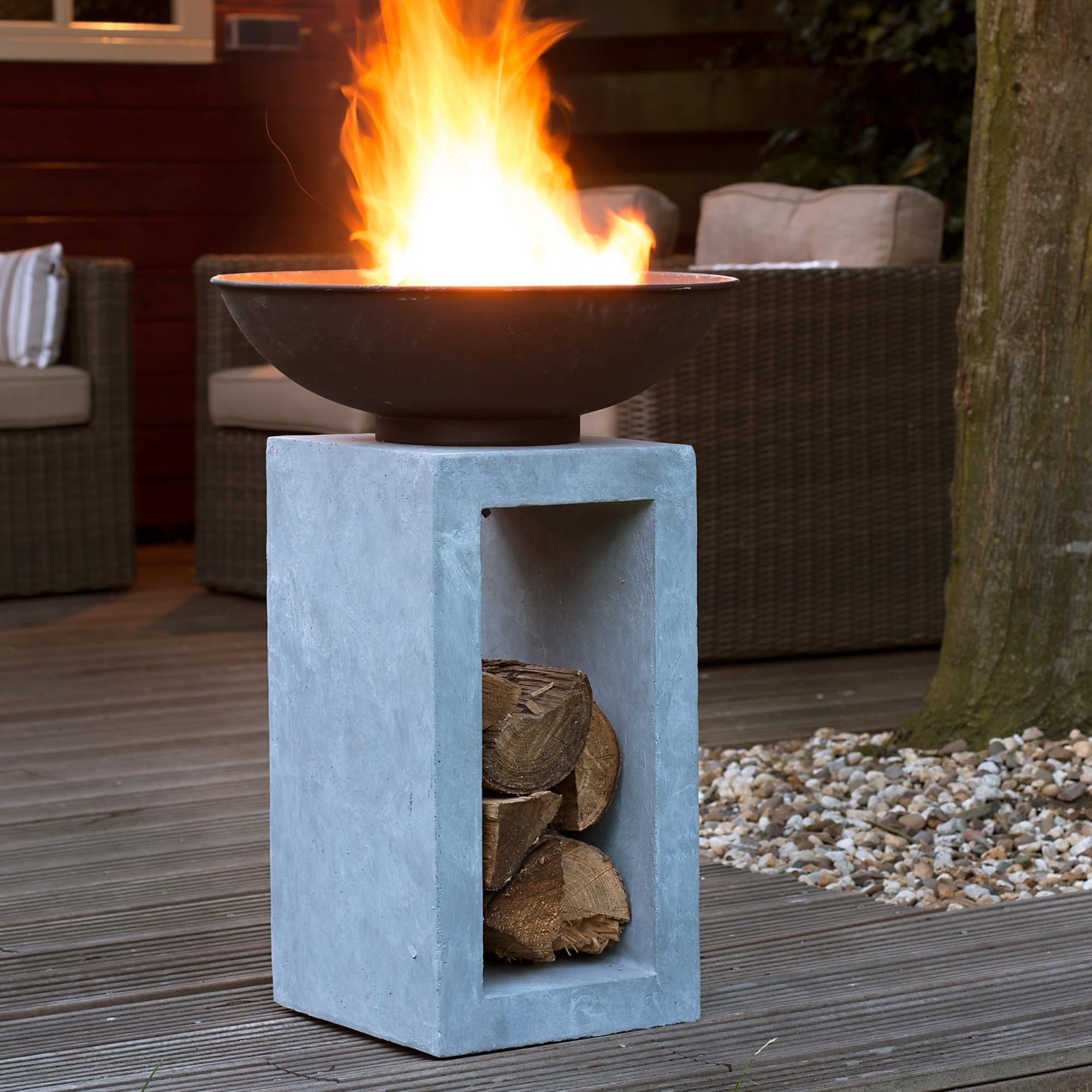 Fire Pit &amp; Square Console Cement