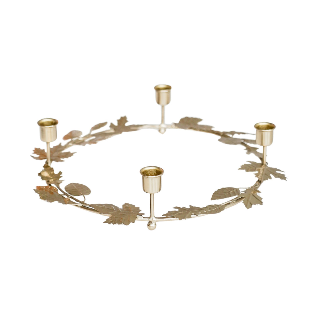 Autumn Wreath Candle Holder Centrepiece Gold