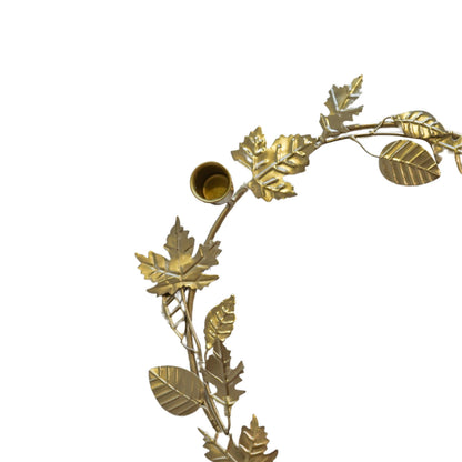 Autumn Wreath Candle Holder Centrepiece Gold