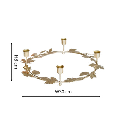 Autumn Wreath Candle Holder Centrepiece Gold