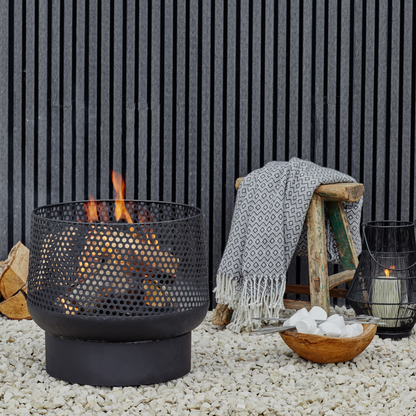 Buttermere Basket Outdoor Fire Pit Black H39cm W40cm