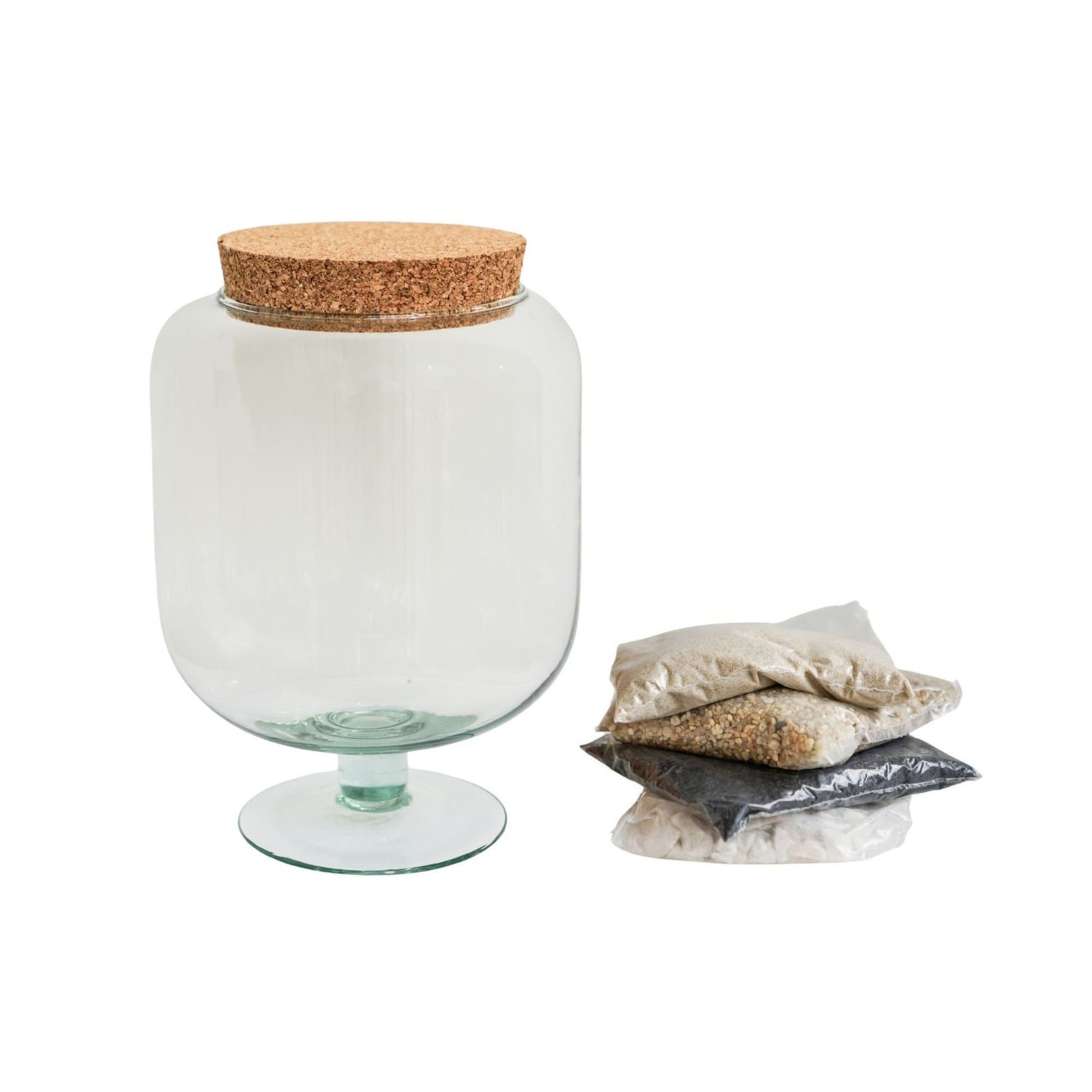 Glass Footed Cork Lid Terrarium