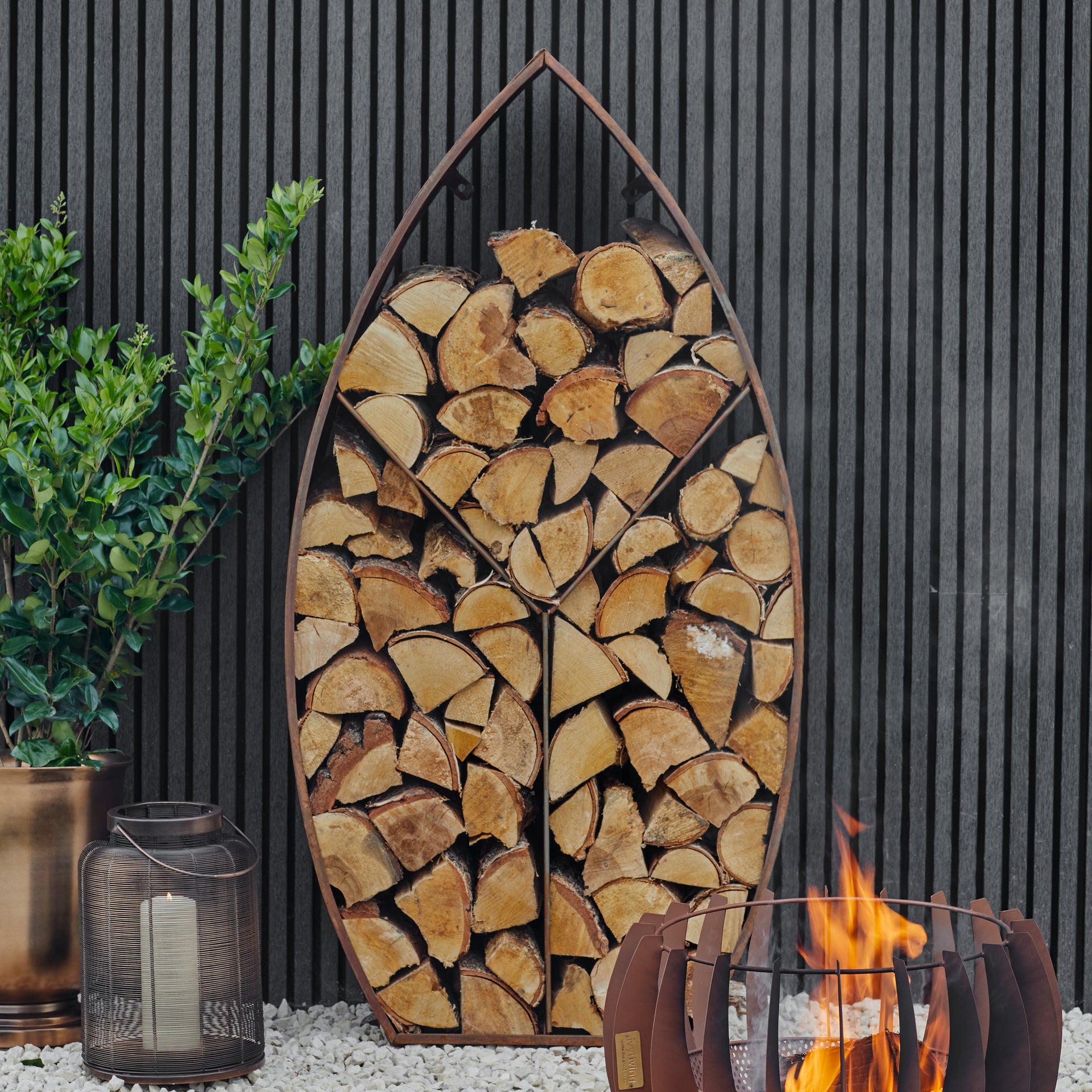 Leaf Arch Sculptural Log Storage Natural