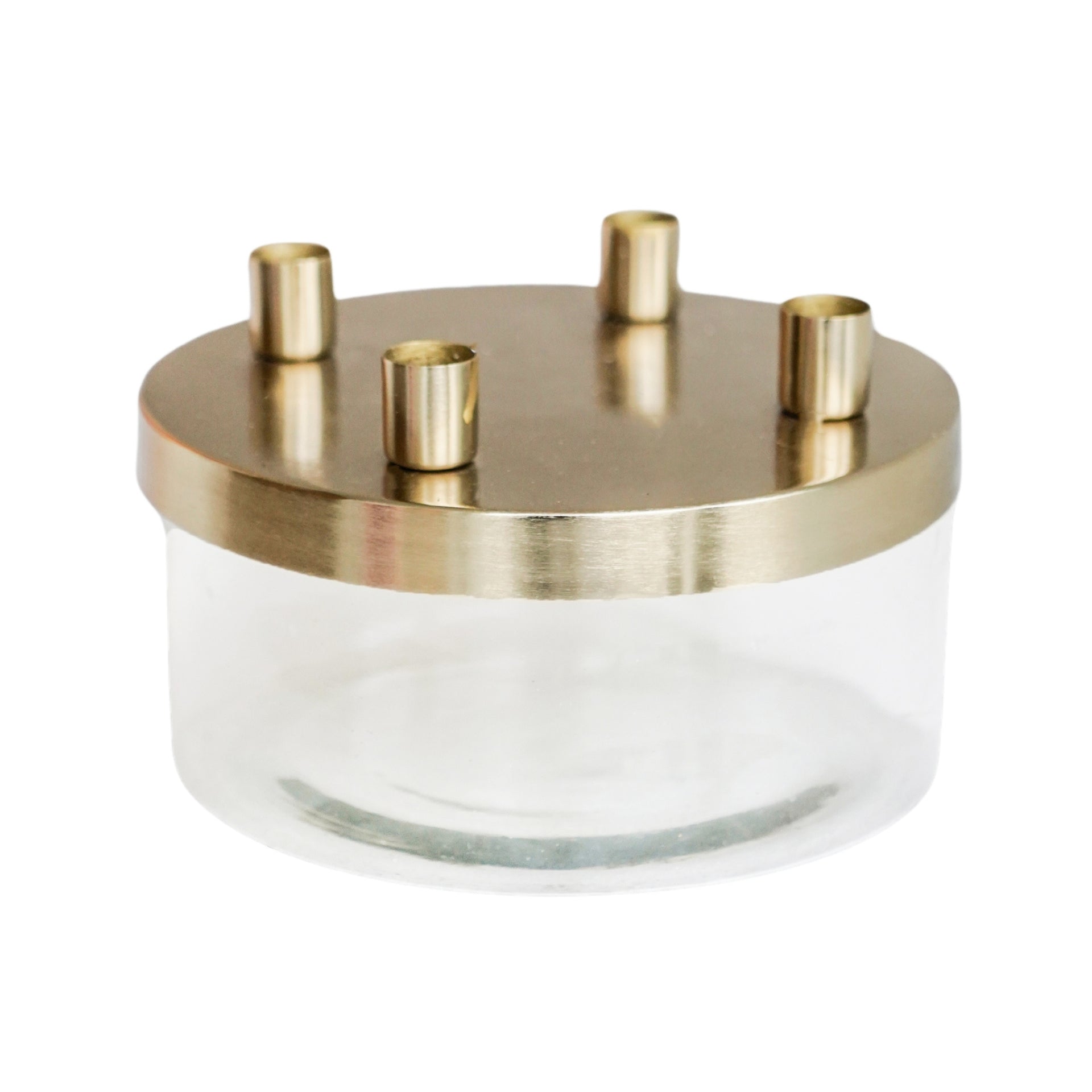 Metal Candle Holder Glass Bowl