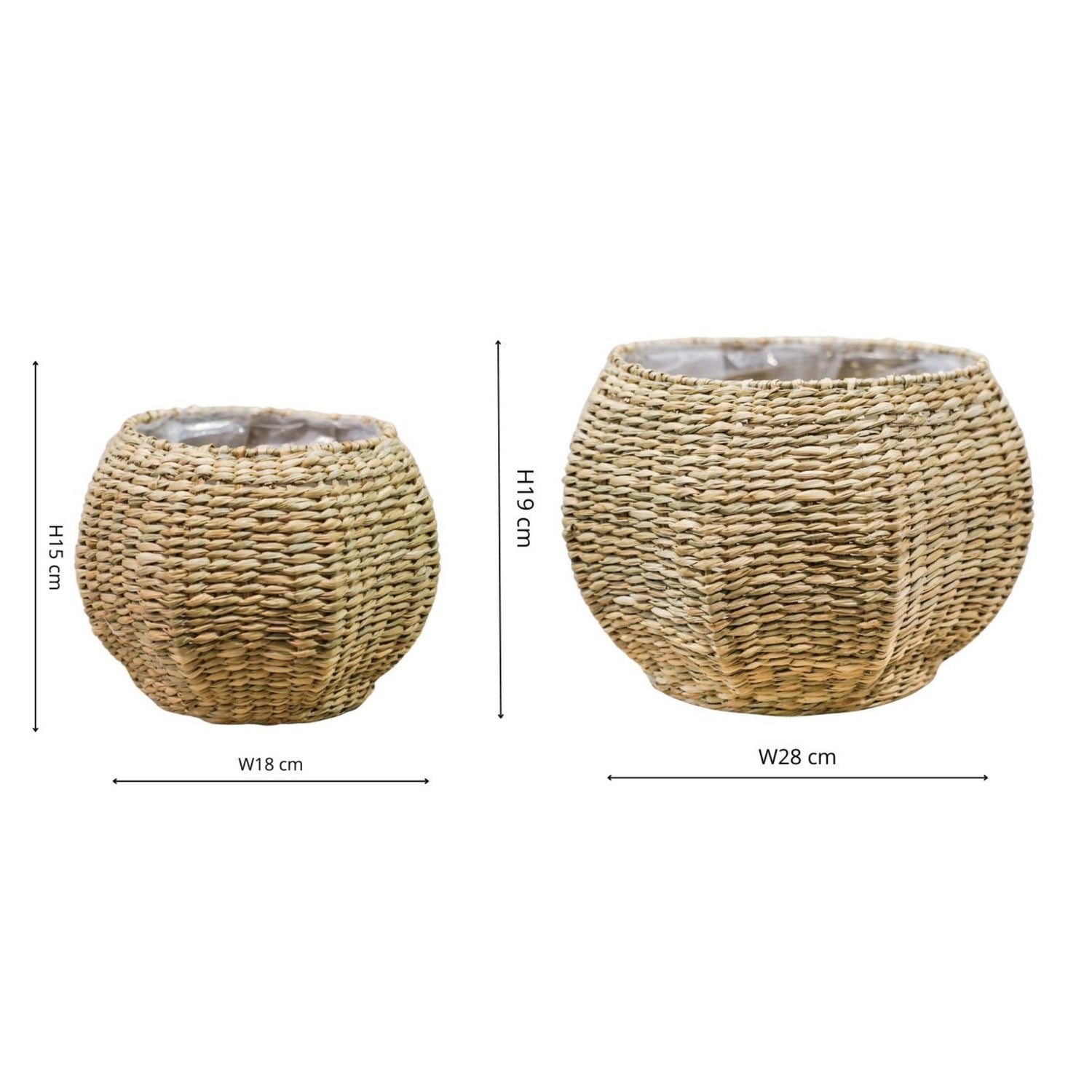 Norwick Seagrass Pumpkin Basket Set of 2
