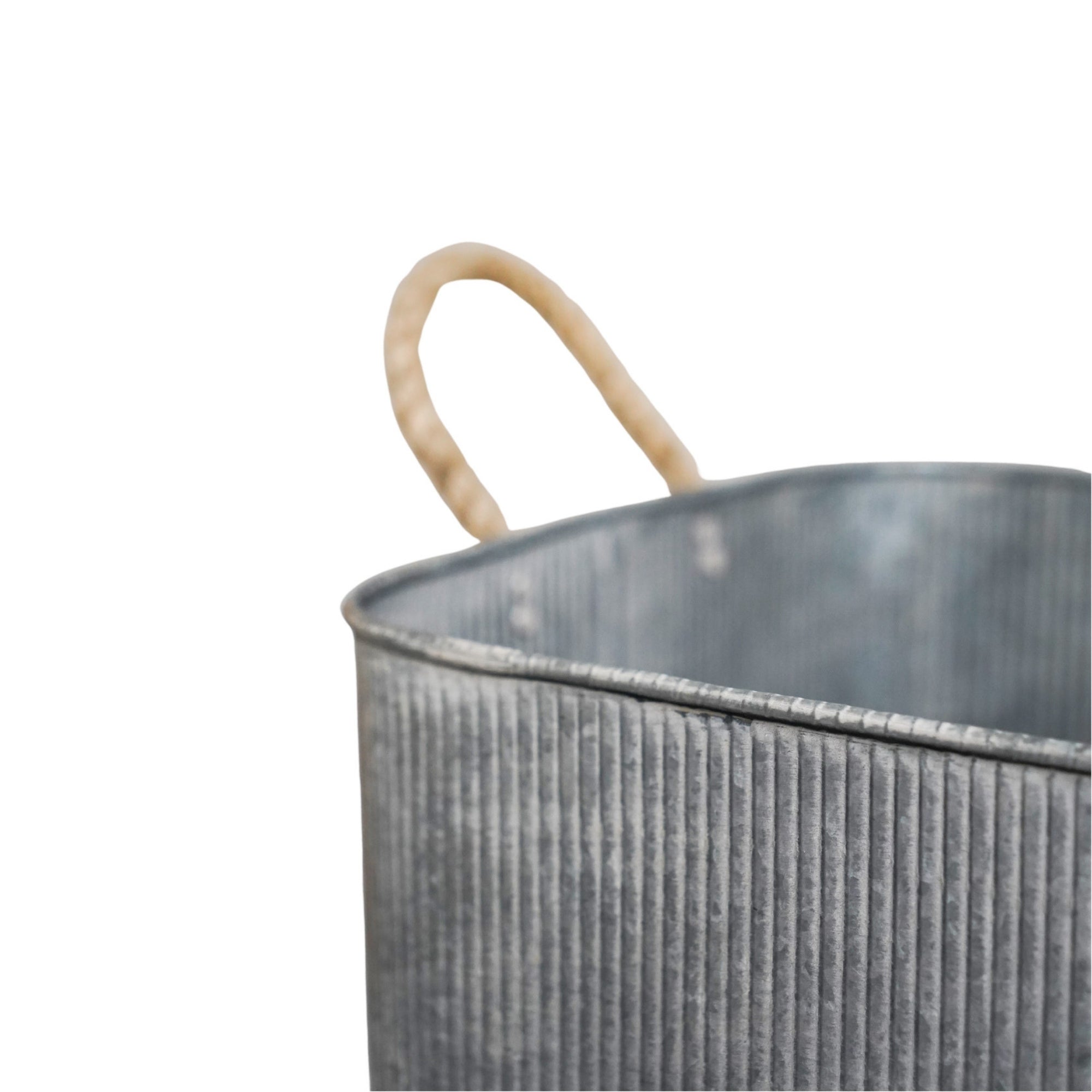 Outdoor Galvanised Rope Handle Square Planter Set of Two