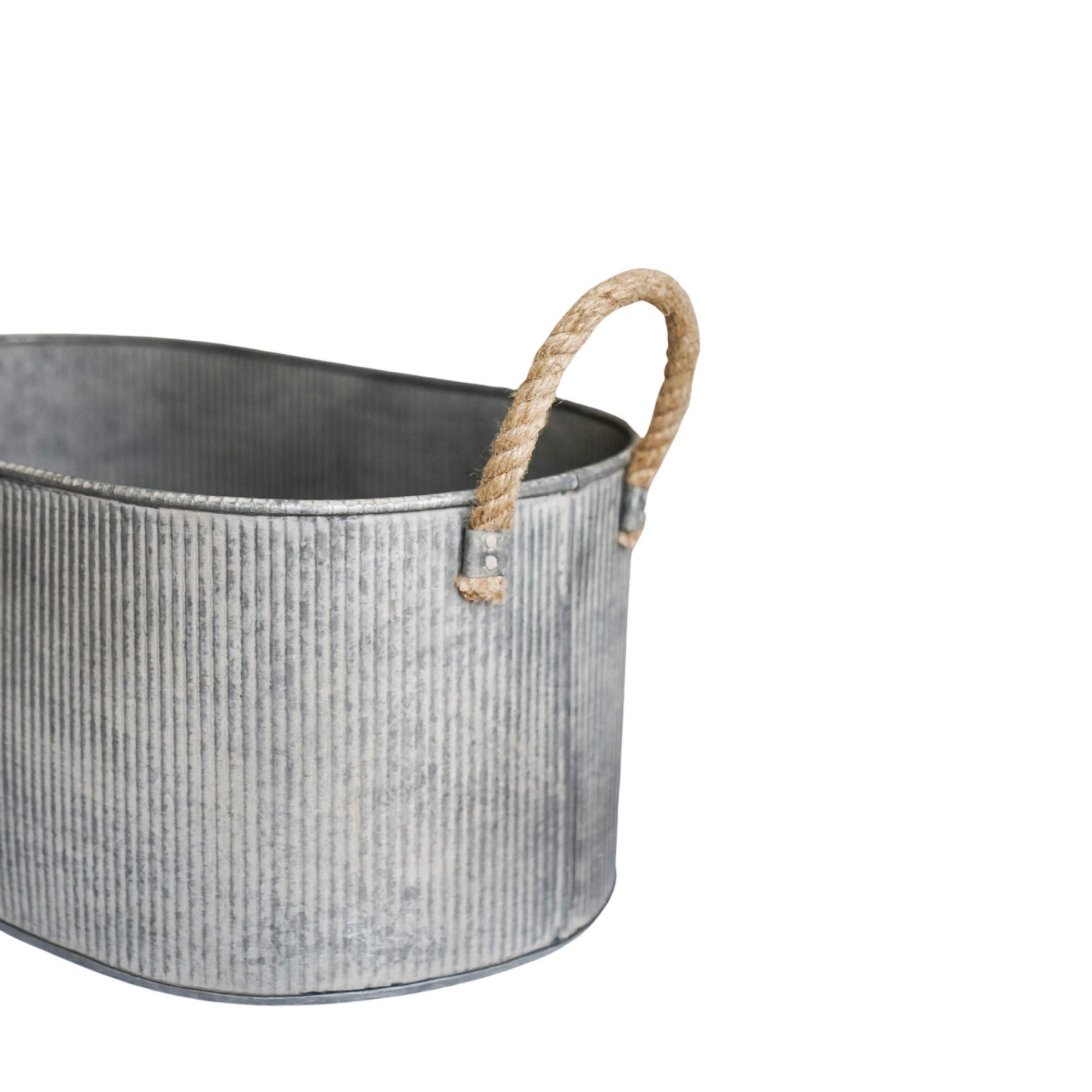 Outdoor Galvanised Rope Handle Trough Set of Two