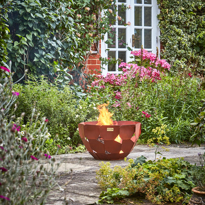 Outdoor Metal Industrial Firebowl in Rust