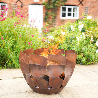 Outdoor Metal Industrial Firebowl in Rust