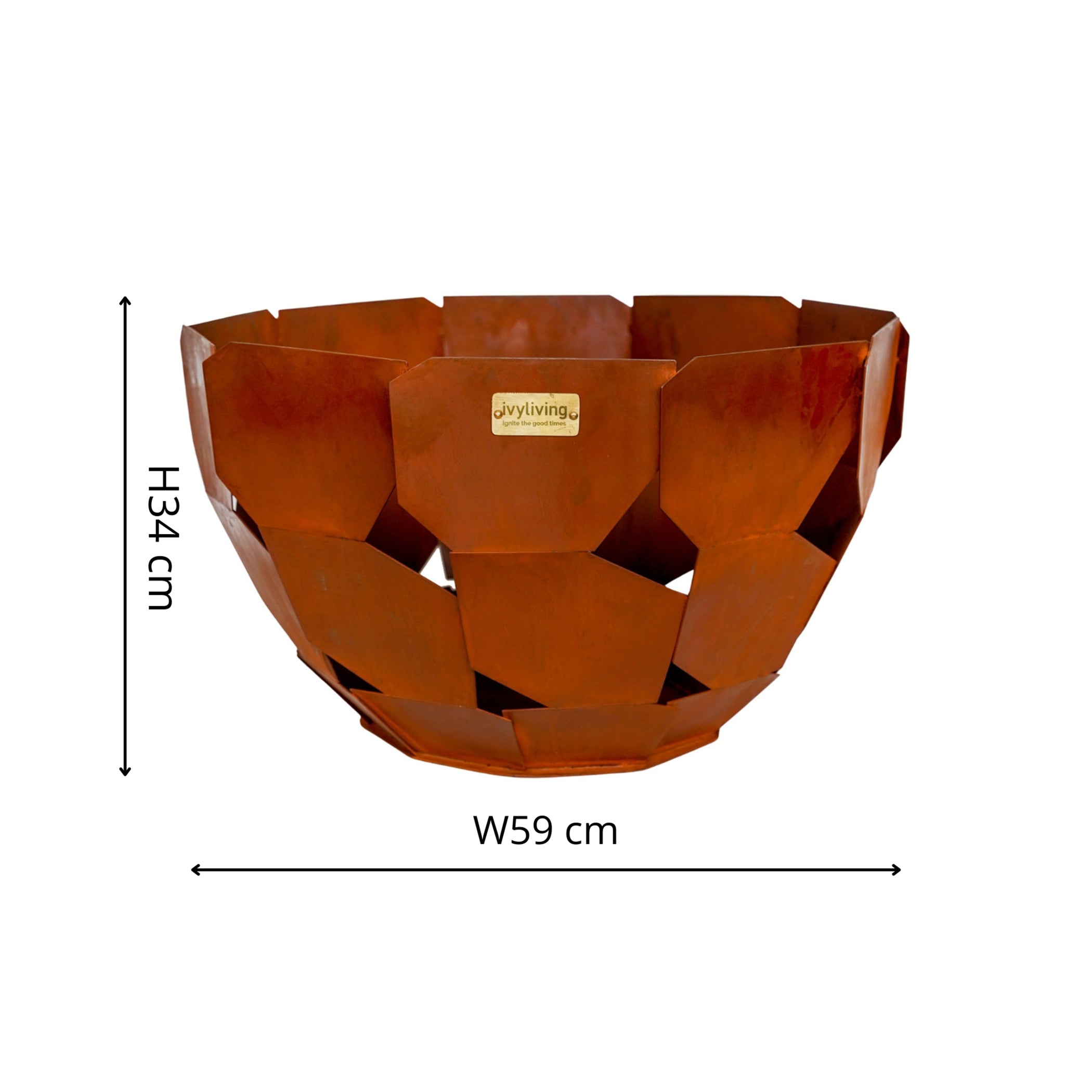 Outdoor Metal Industrial Firebowl in Rust